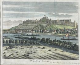 A hand coloured copper plate engraving of Windsor Castle, circa 1710