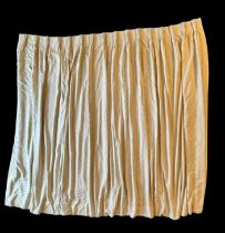 A pair of large Jim Thompson pinch pleat lined and interlined buff coloured fabric curtains