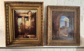 Two 19th century Continental School gilt framed oil paintings