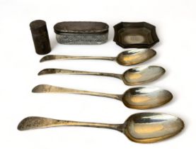 A group of silver items