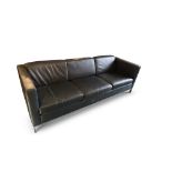 A Norman Foster Walter Knoll 500 dark navy leather three-seater sofa