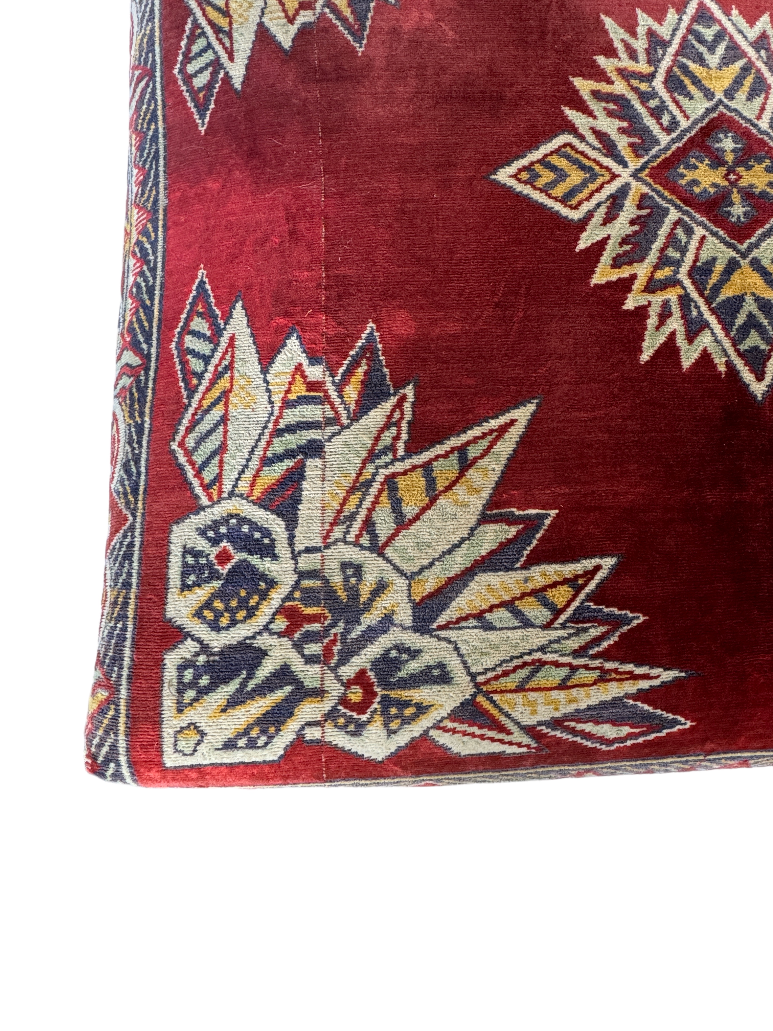 A large 19th century style flock tapestry covered footstool - Image 4 of 4