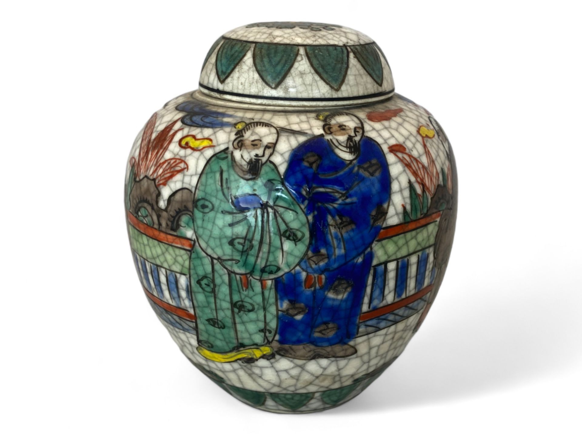An early 20th century Chinese crackle glaze and enamel ginger jar - Image 2 of 9