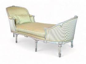 A 19th century Louis XVI style white and eau-de-nil painted duchesse en bateau / day bed