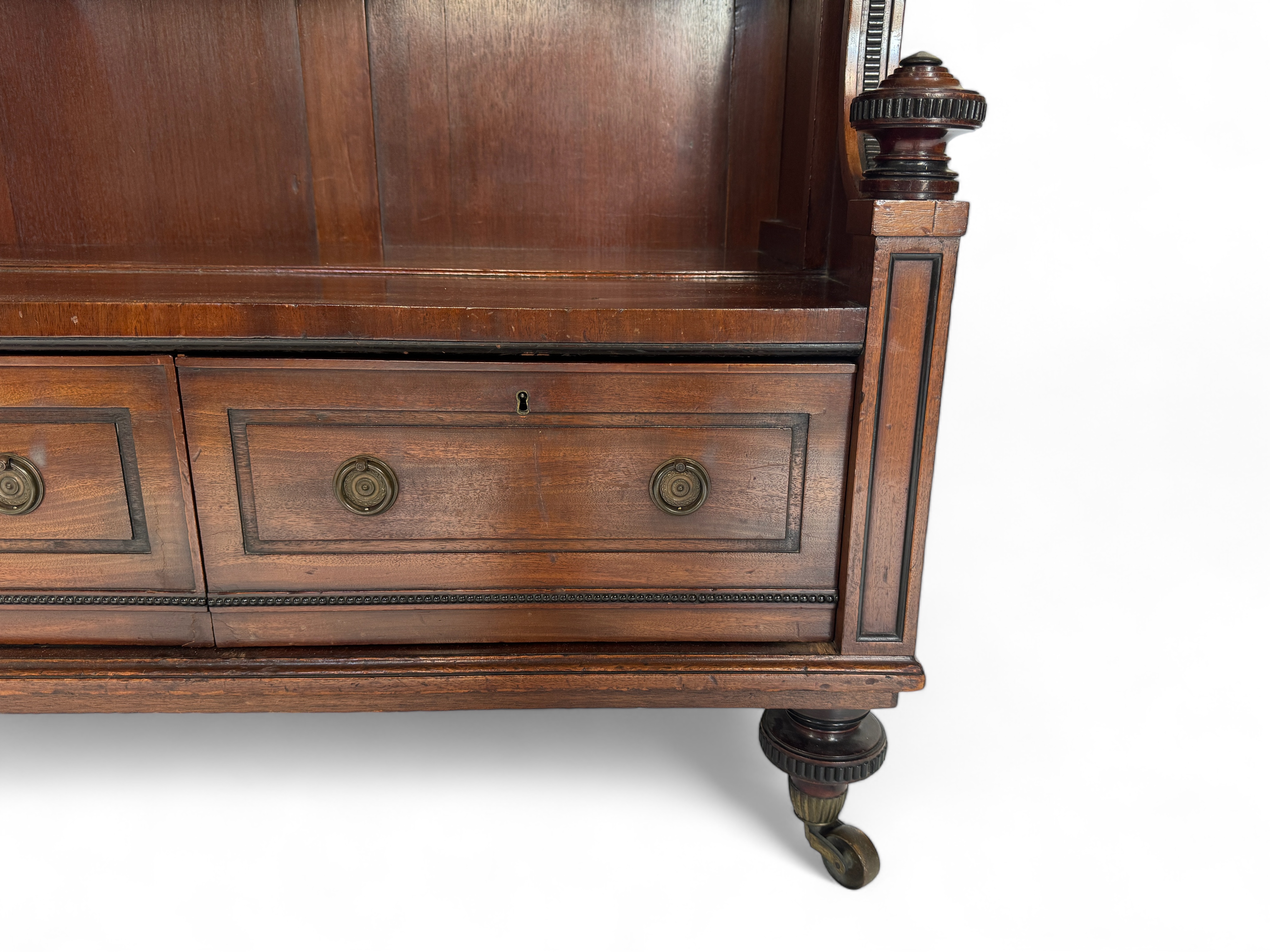 A tall William IV mahogany and ebonised four-tier waterfall bookcase - Image 5 of 5