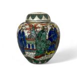 An early 20th century Chinese crackle glaze and enamel ginger jar
