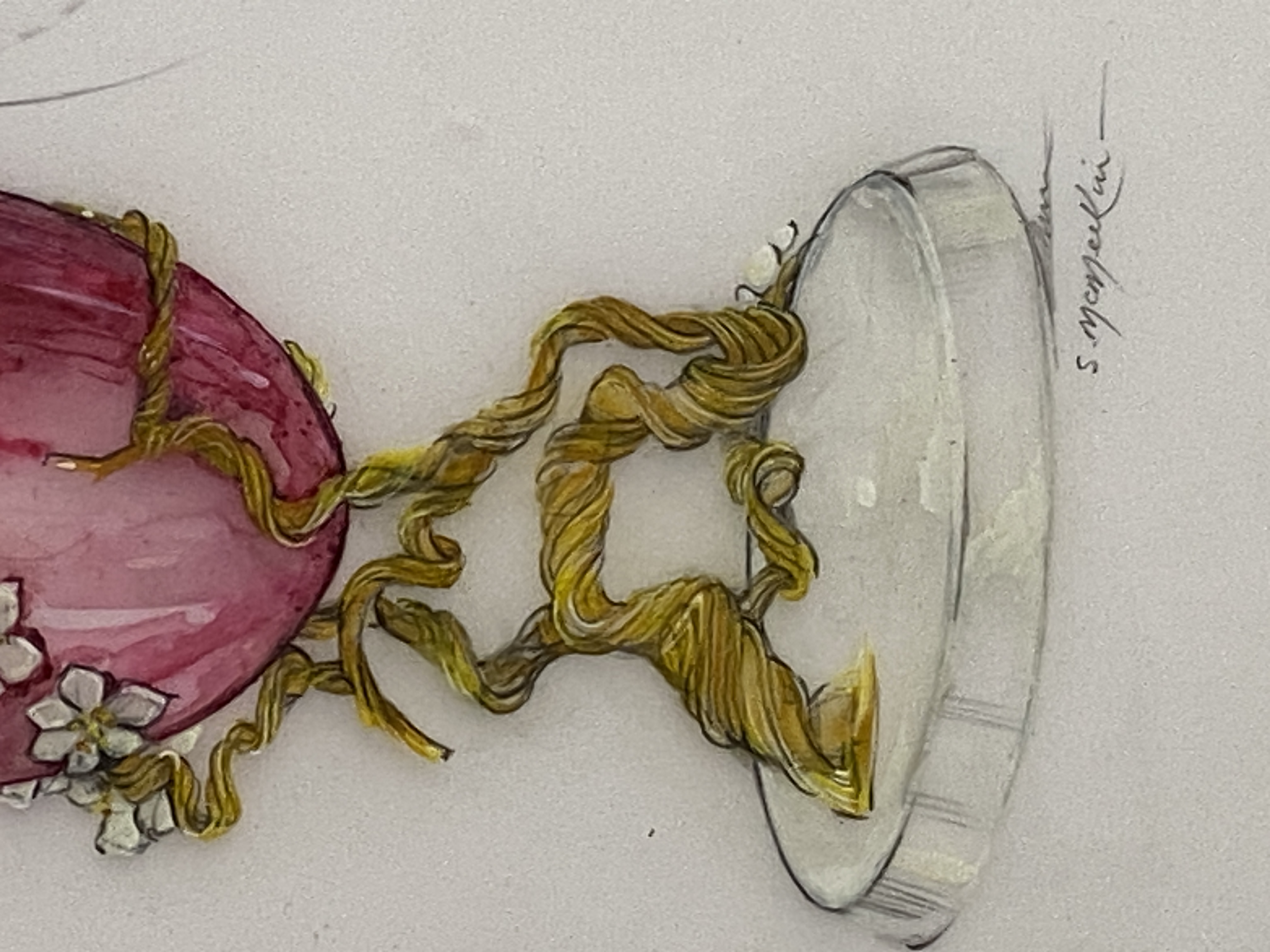 Susan K Phillips McMeekin Des RCA FRSA (British, 20th Century) Two designs for jewelled eggs enclosi - Image 2 of 5