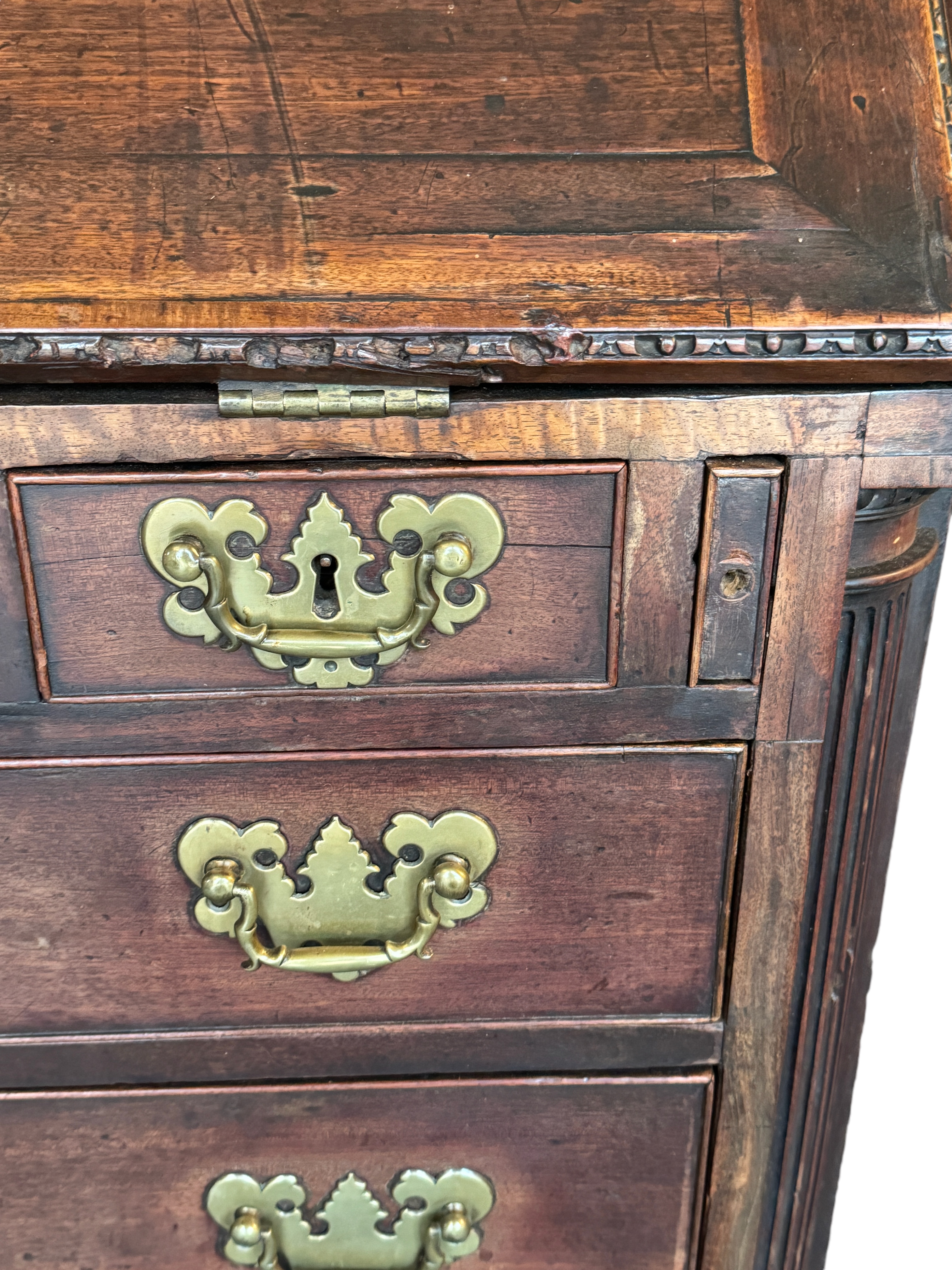 A George III mahogany carved bureau - Image 5 of 5