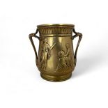 A late 19th/early 20th century Art Nouveau gilt bronze twin handled vessel / vase