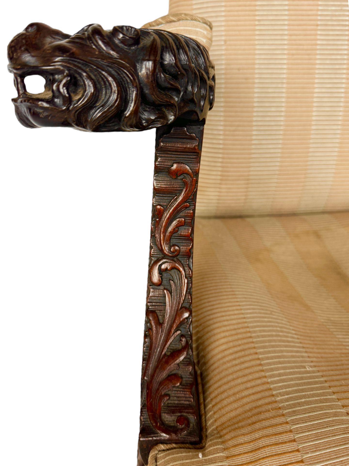 A George II carved mahogany library open arm chair - Image 9 of 18