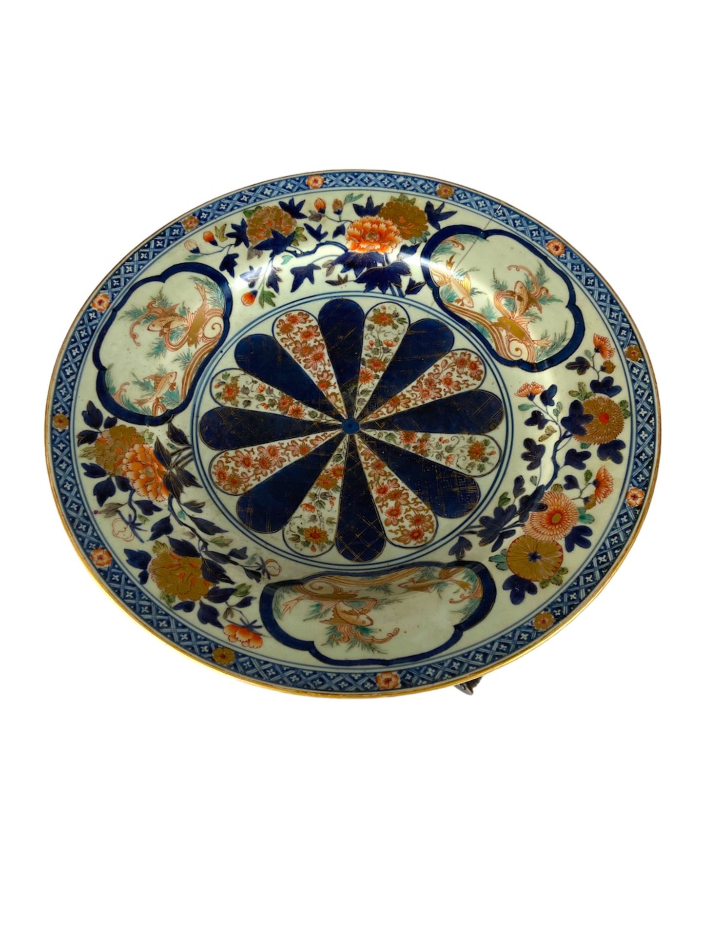 A Regency rosewood and gilt bronze mounted basin or jardiniere stand with and Edo period Imari dish - Image 7 of 8