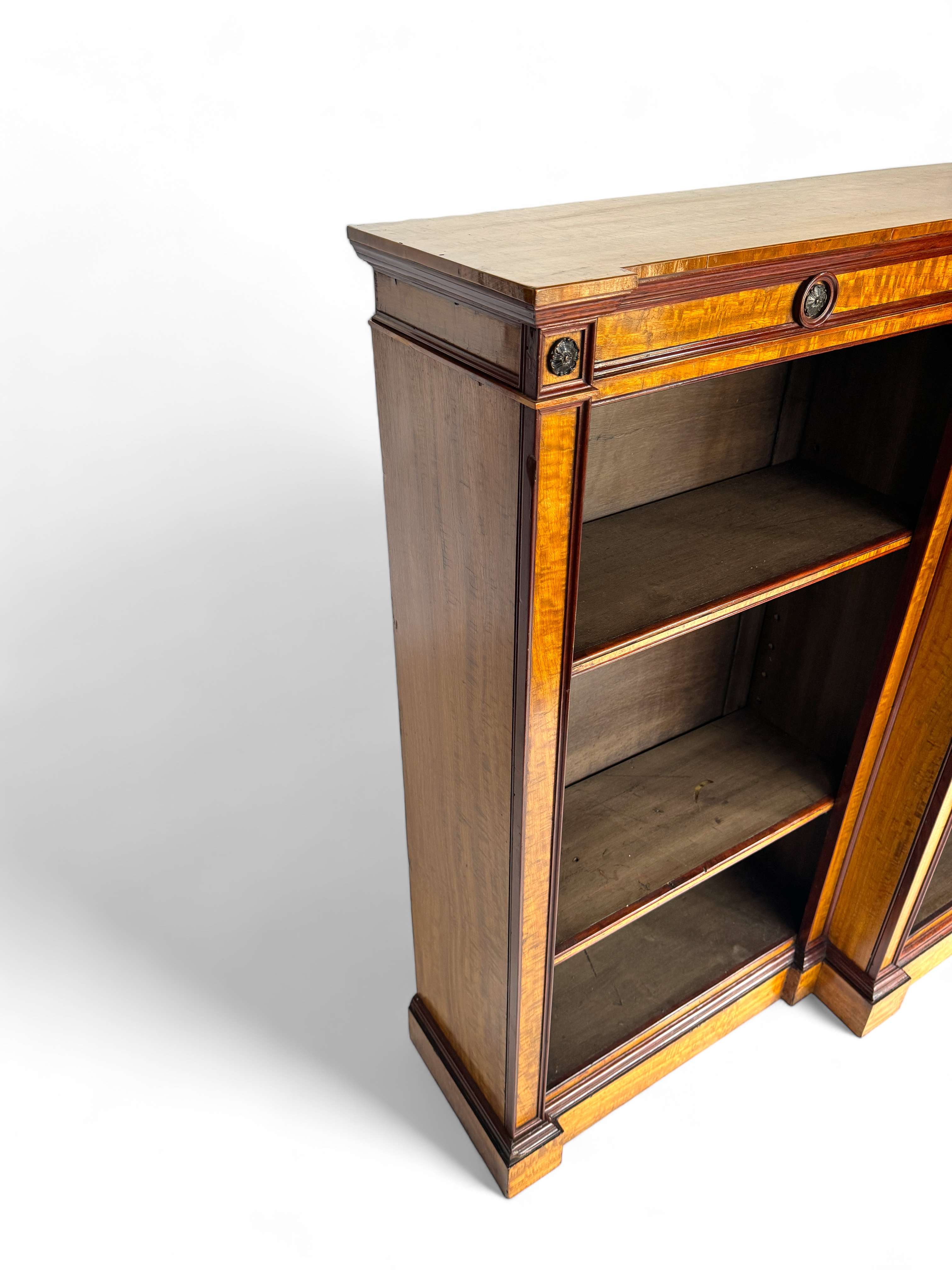 A large Victorian style satinwood dwarf open bookcase - Image 5 of 5