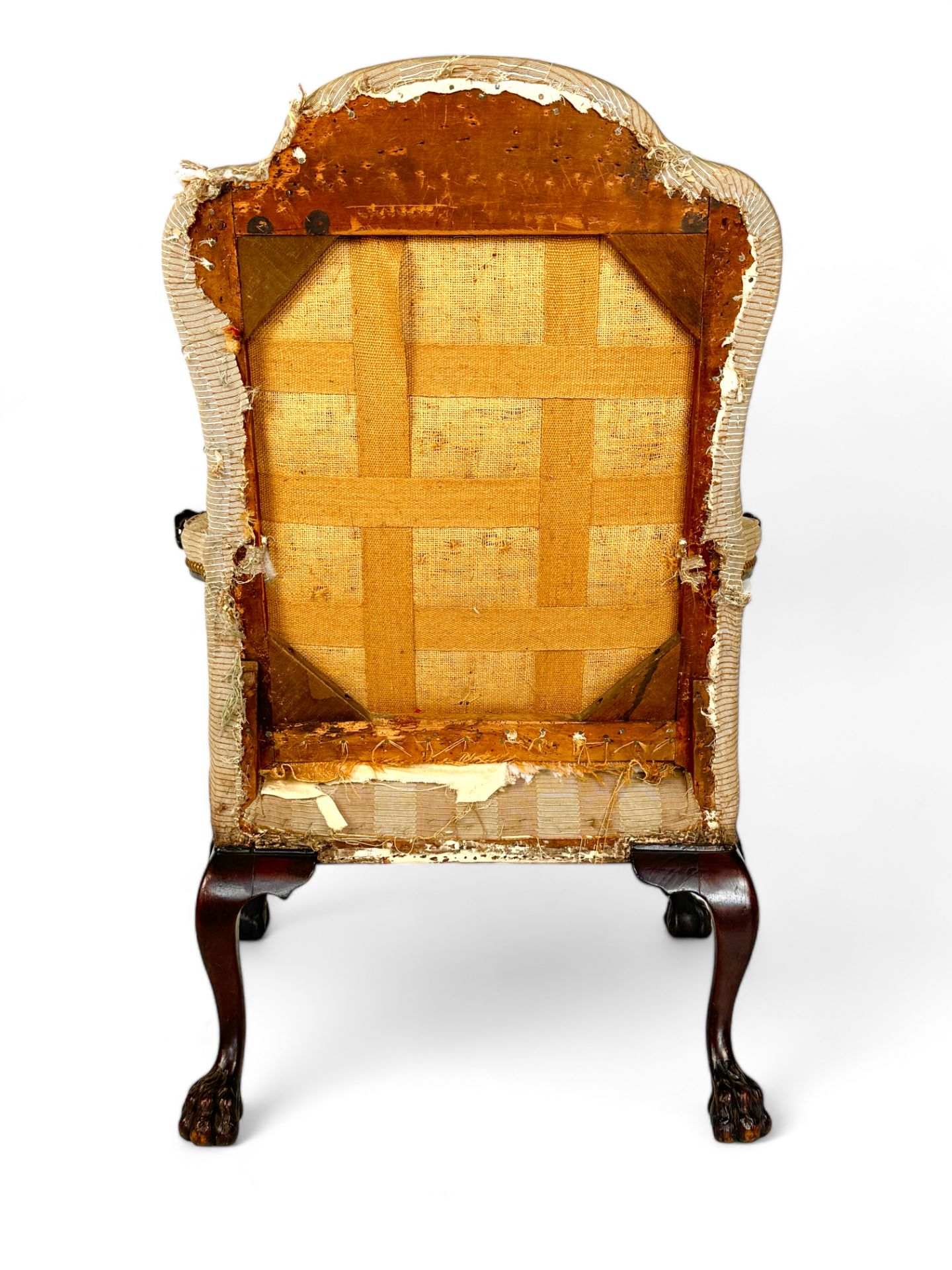 A George II carved mahogany library open arm chair - Image 13 of 18