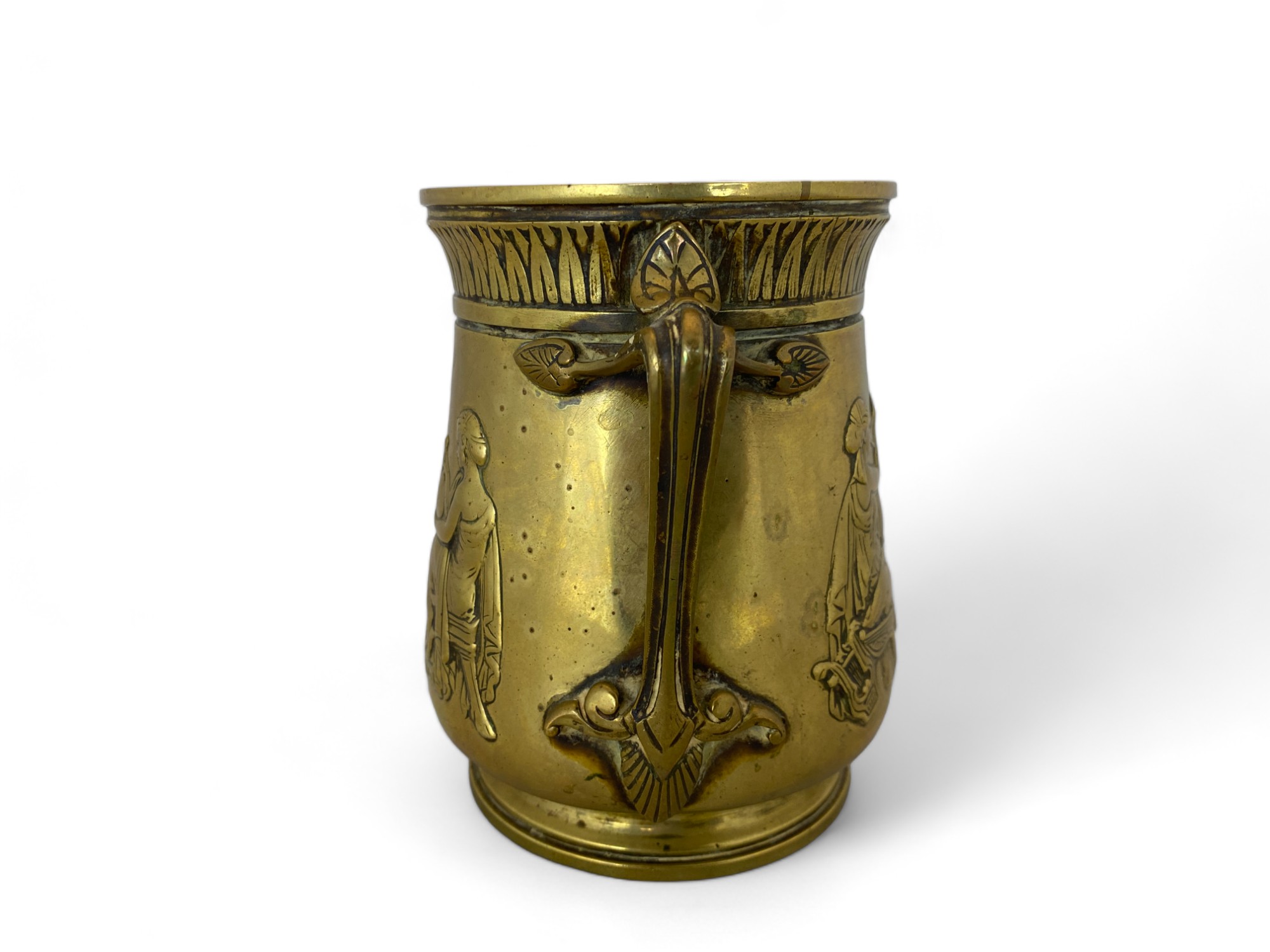 A late 19th/early 20th century Art Nouveau gilt bronze twin handled vessel / vase - Image 2 of 6