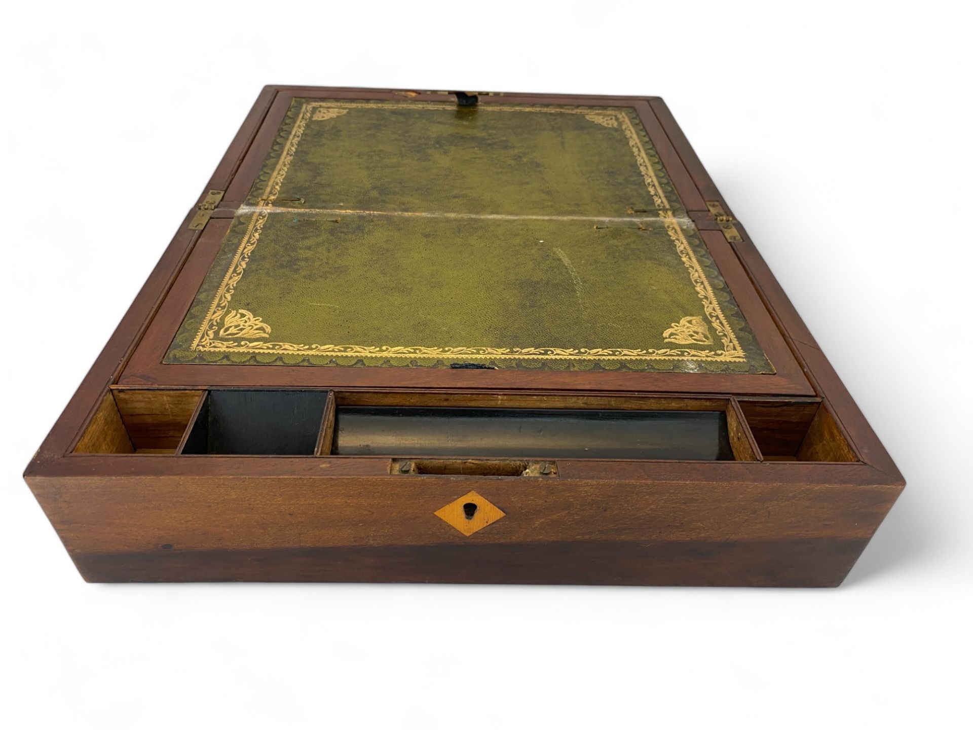 A 19th century mahogany writing slope, a mahogany workbox and an Art Nouveau box - Image 5 of 19