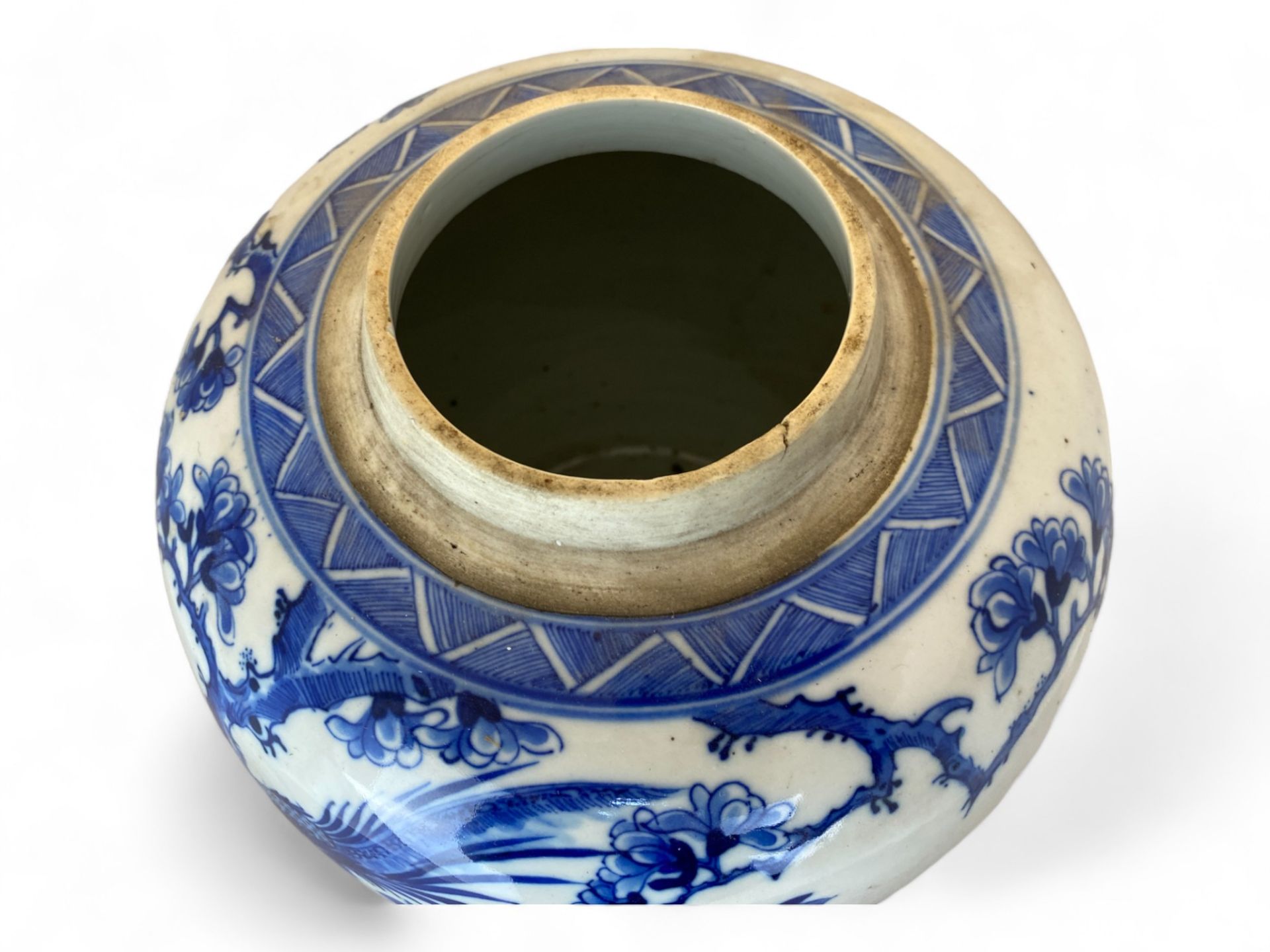 A Chinese blue and white ginger jar and lid on a pierced hardwood stand - Image 4 of 12