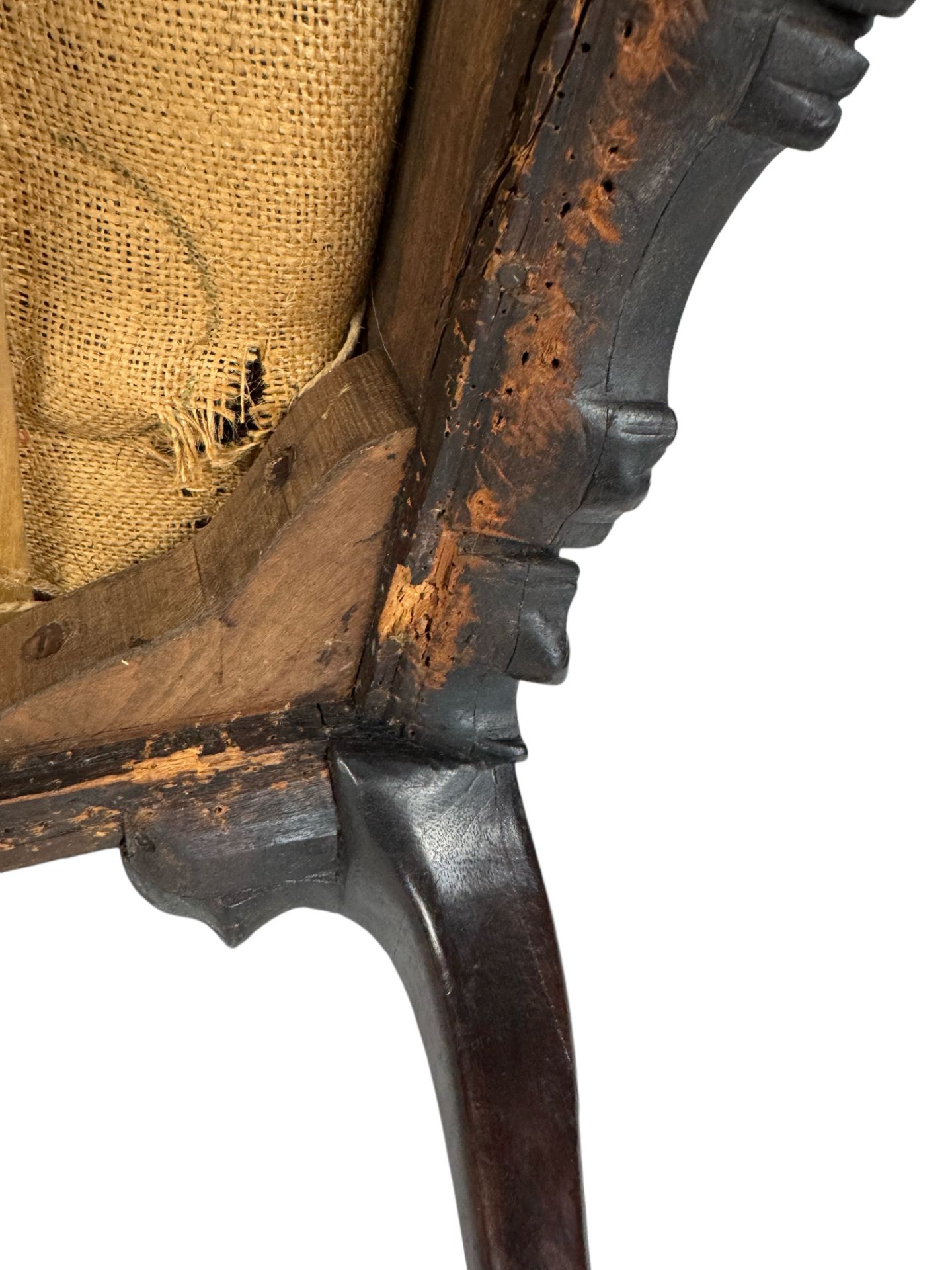 A George II carved mahogany library open arm chair - Image 16 of 18
