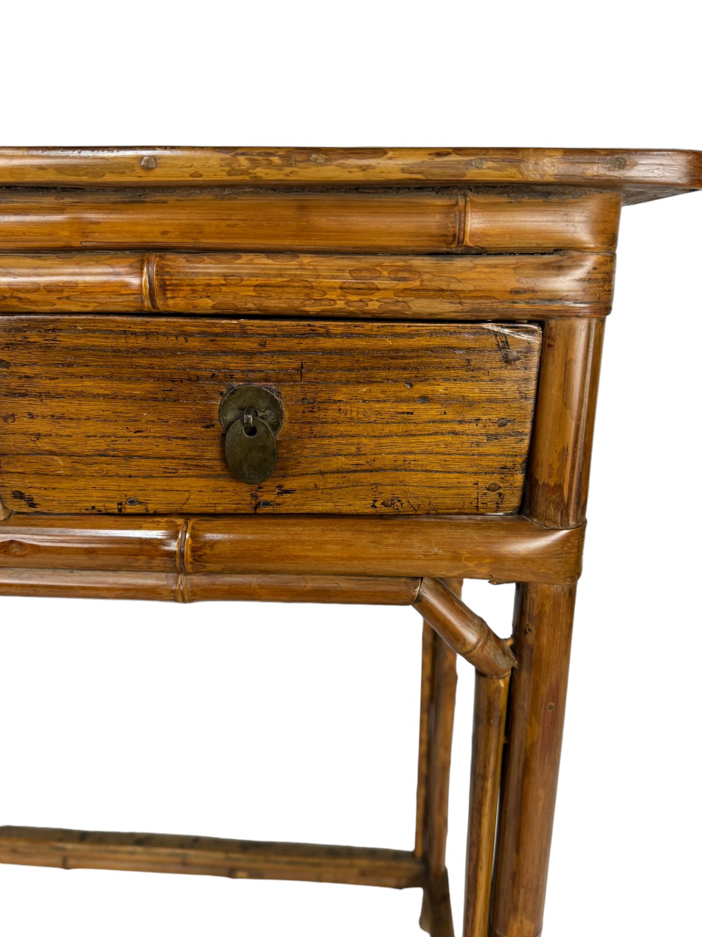 A 19th century Chinese elm and bamboo table - Image 3 of 6