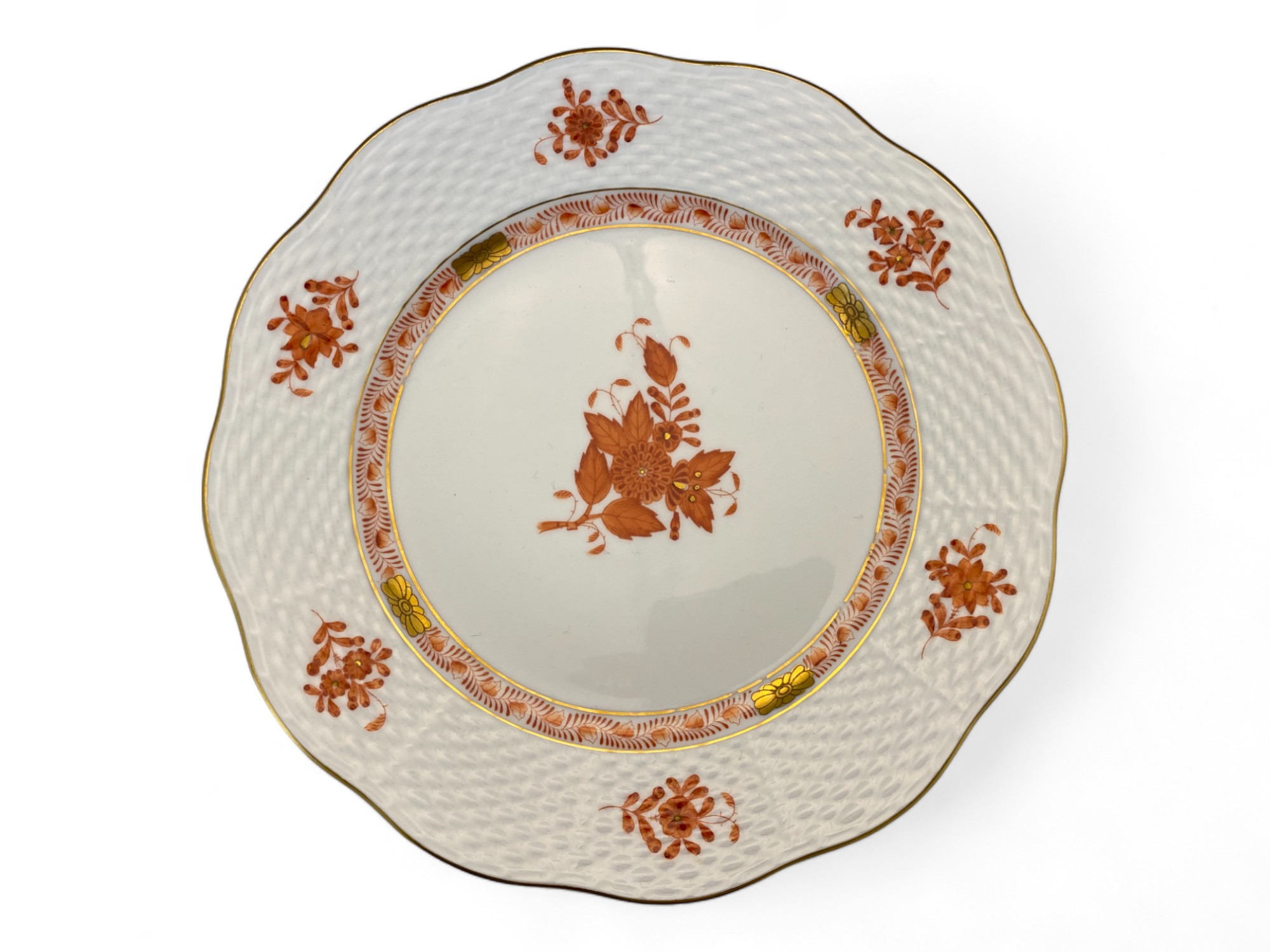 A Herend rust Chinese bouquet part service of nineteen dinner plates and fourteen side plates - Image 2 of 5