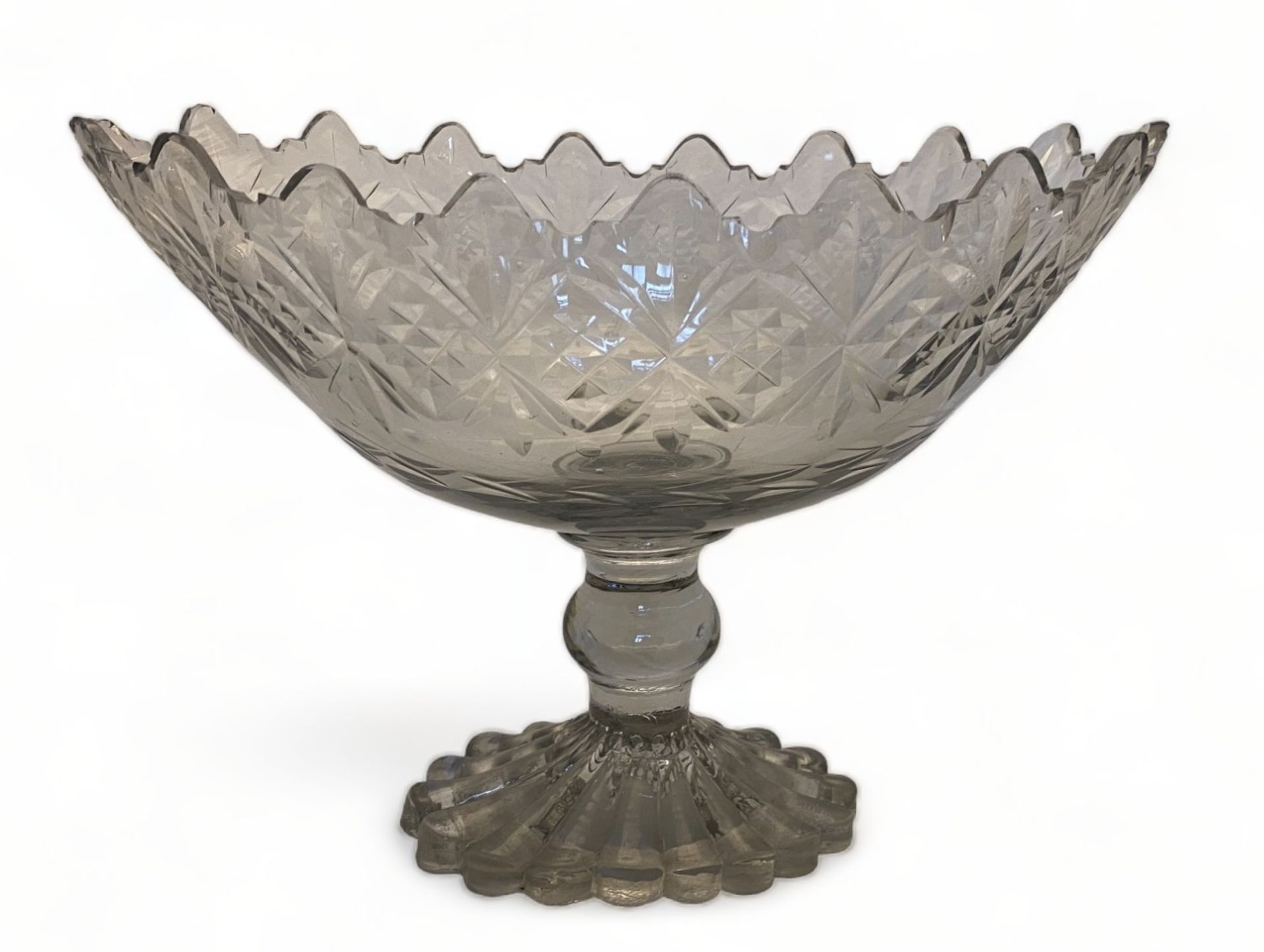 An Irish Waterford cut glass helmet shaped centrepiece, circa 1800 - Image 3 of 6