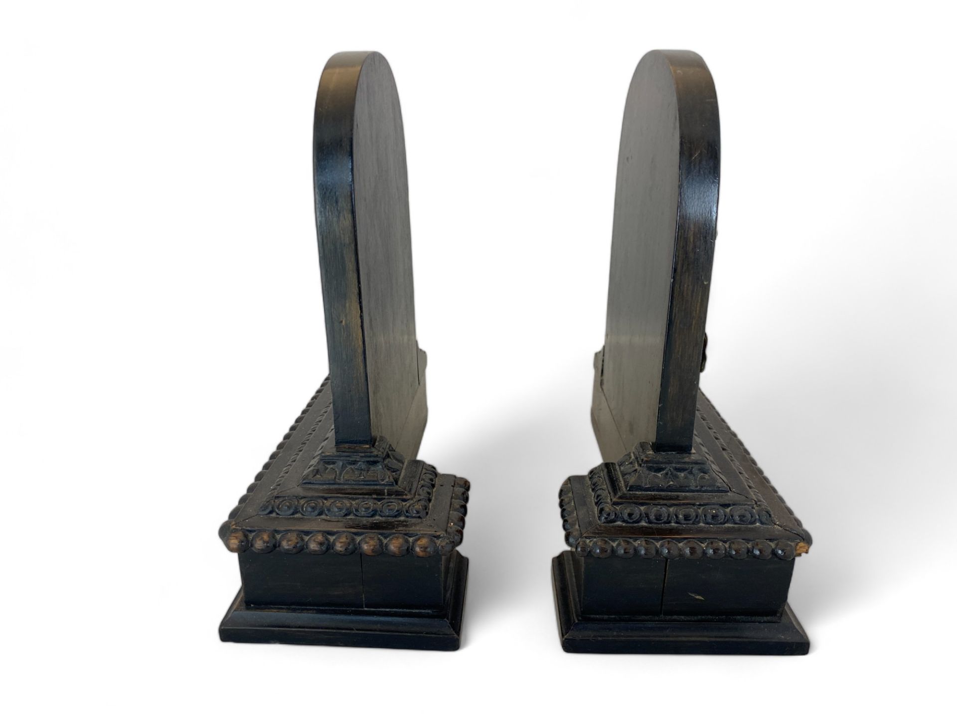 A pair of 19th century ebonised and pressed metal bookends together with three various Victorian boo - Image 5 of 6