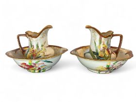 A pair of late 19th century Royal Doulton Art Nouveau pitchers and bowls