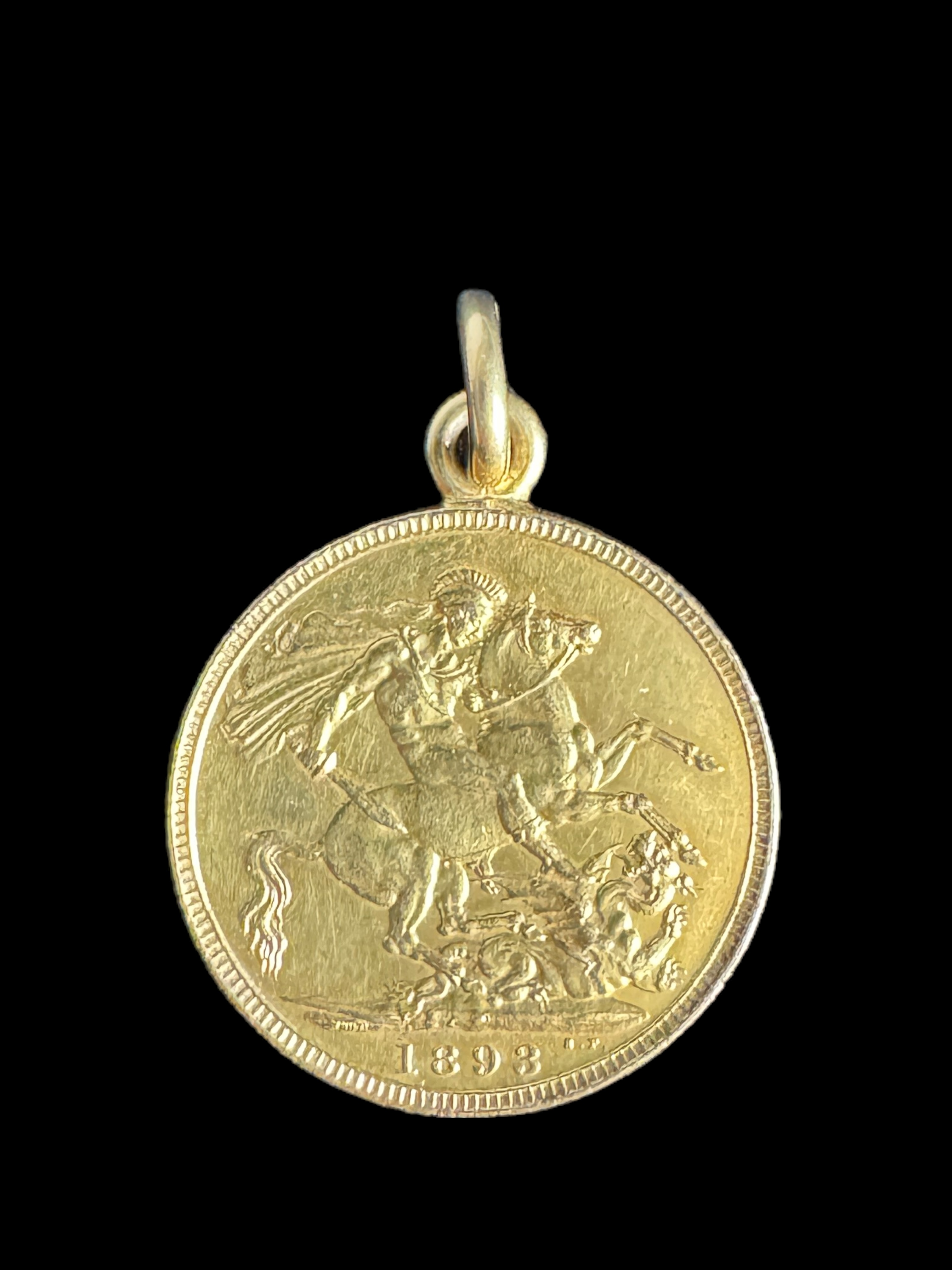 A Victorian full gold sovereign, 1893 as a pendant - Image 2 of 2