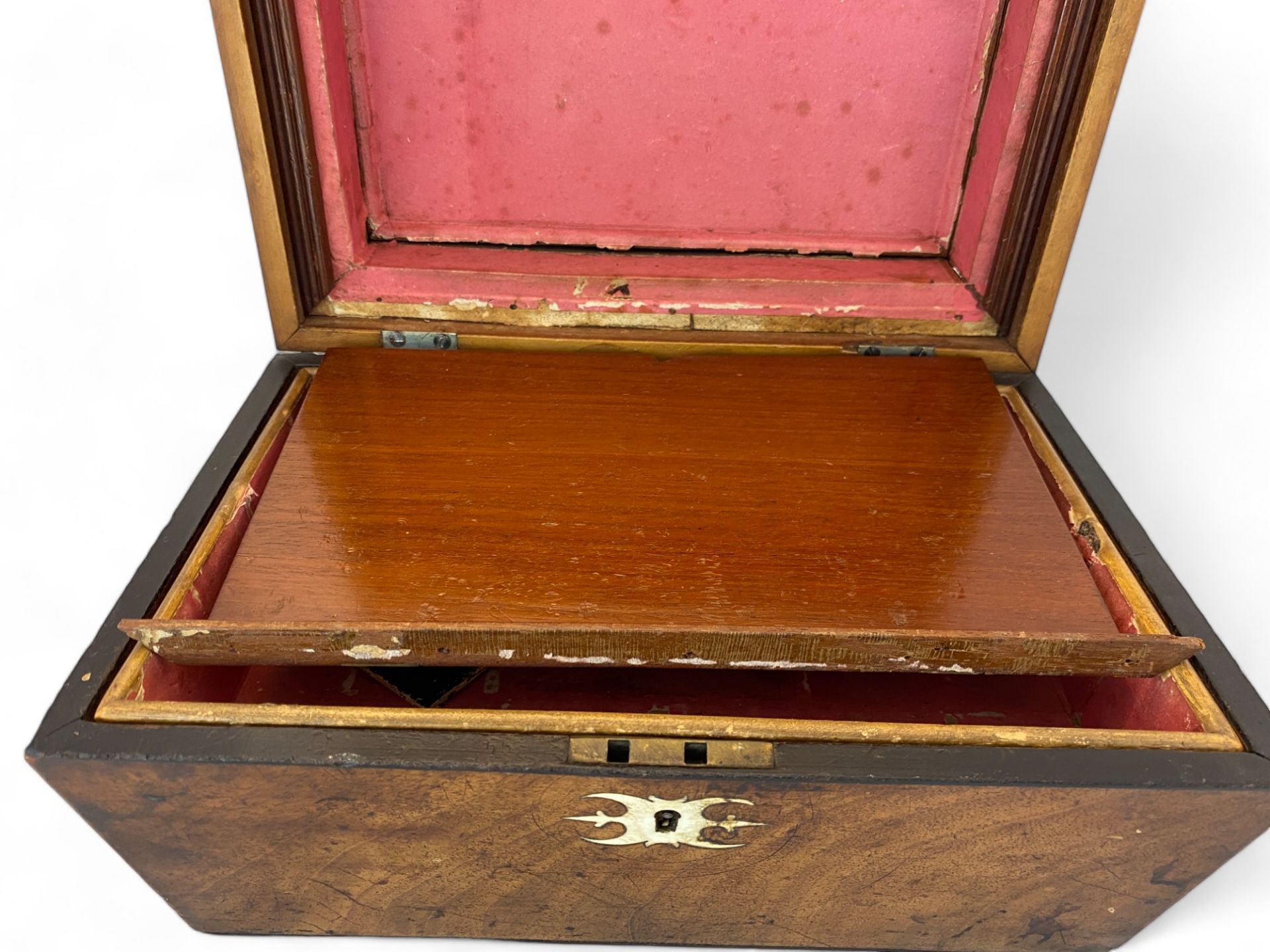 A 19th century mahogany writing slope, a mahogany workbox and an Art Nouveau box - Image 19 of 19
