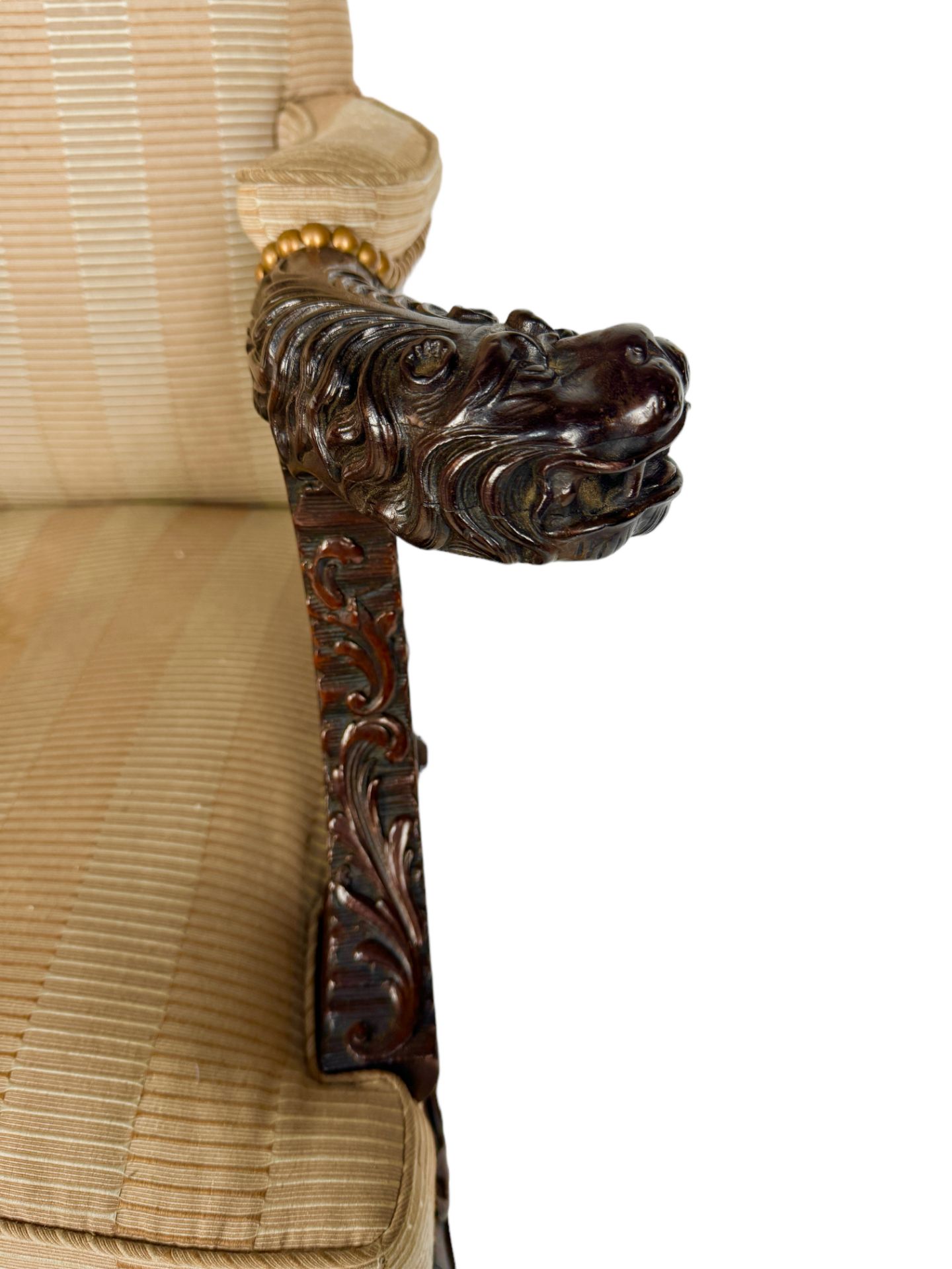 A George II carved mahogany library open arm chair - Image 3 of 18