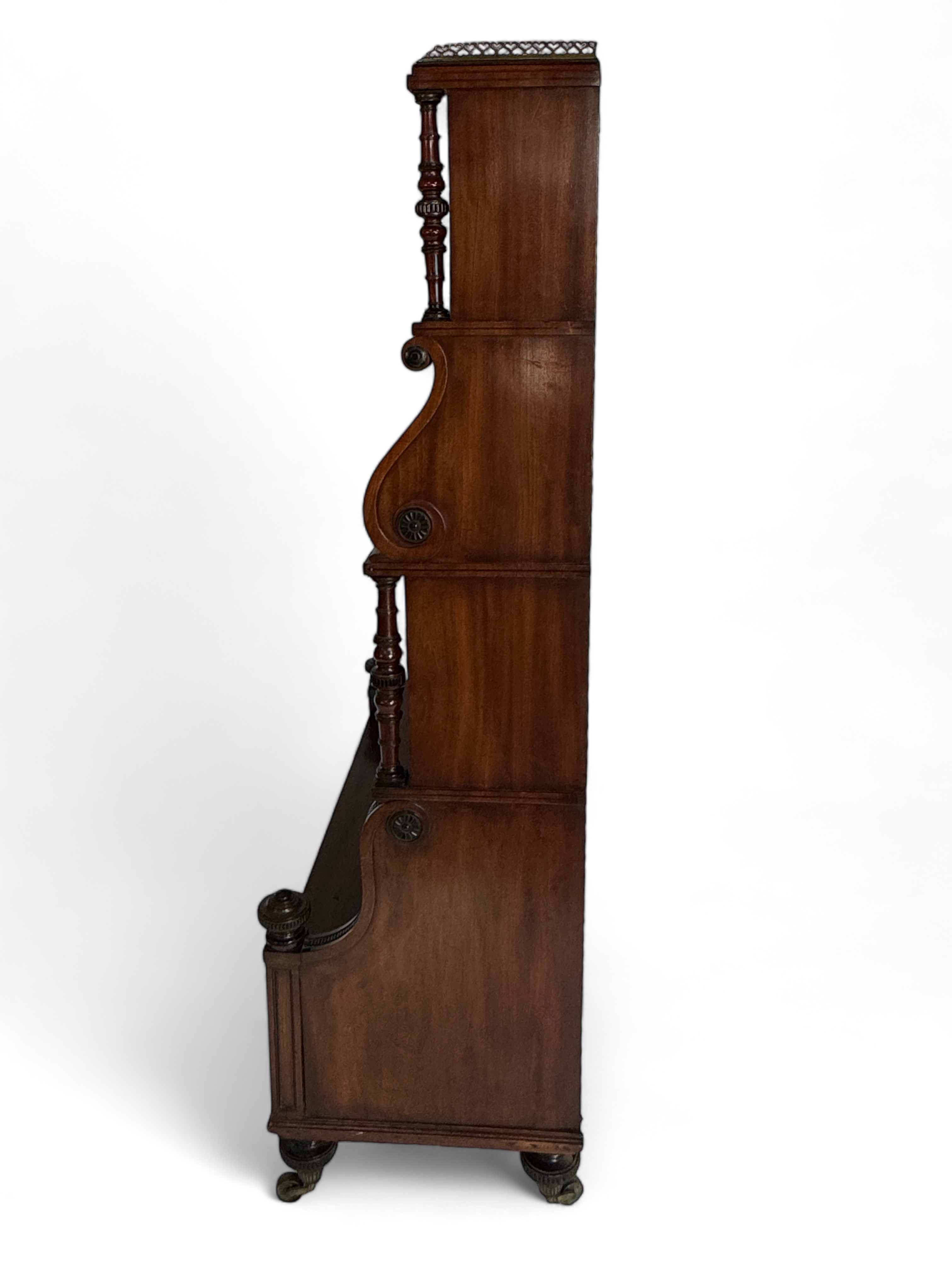 A tall William IV mahogany and ebonised four-tier waterfall bookcase - Image 4 of 5