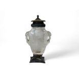 A late 19th century Chinese rock crystal silver mounted scent bottle
