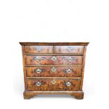 A William and Mary walnut, oak, sycamore and ebony marquetry chest