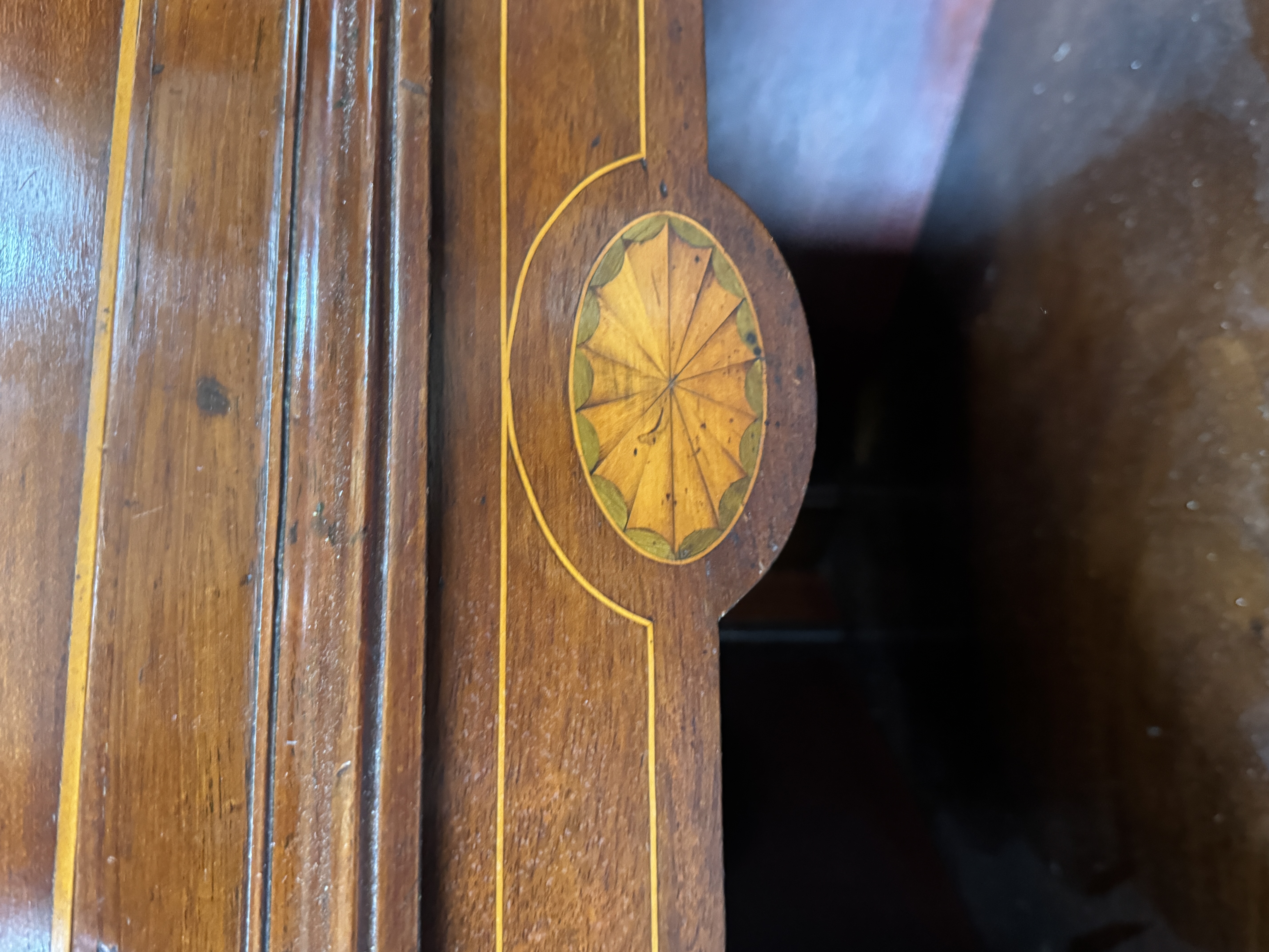 A mahogany and boxwood inlaid corner cupboard, late 18th century and later - Image 4 of 4