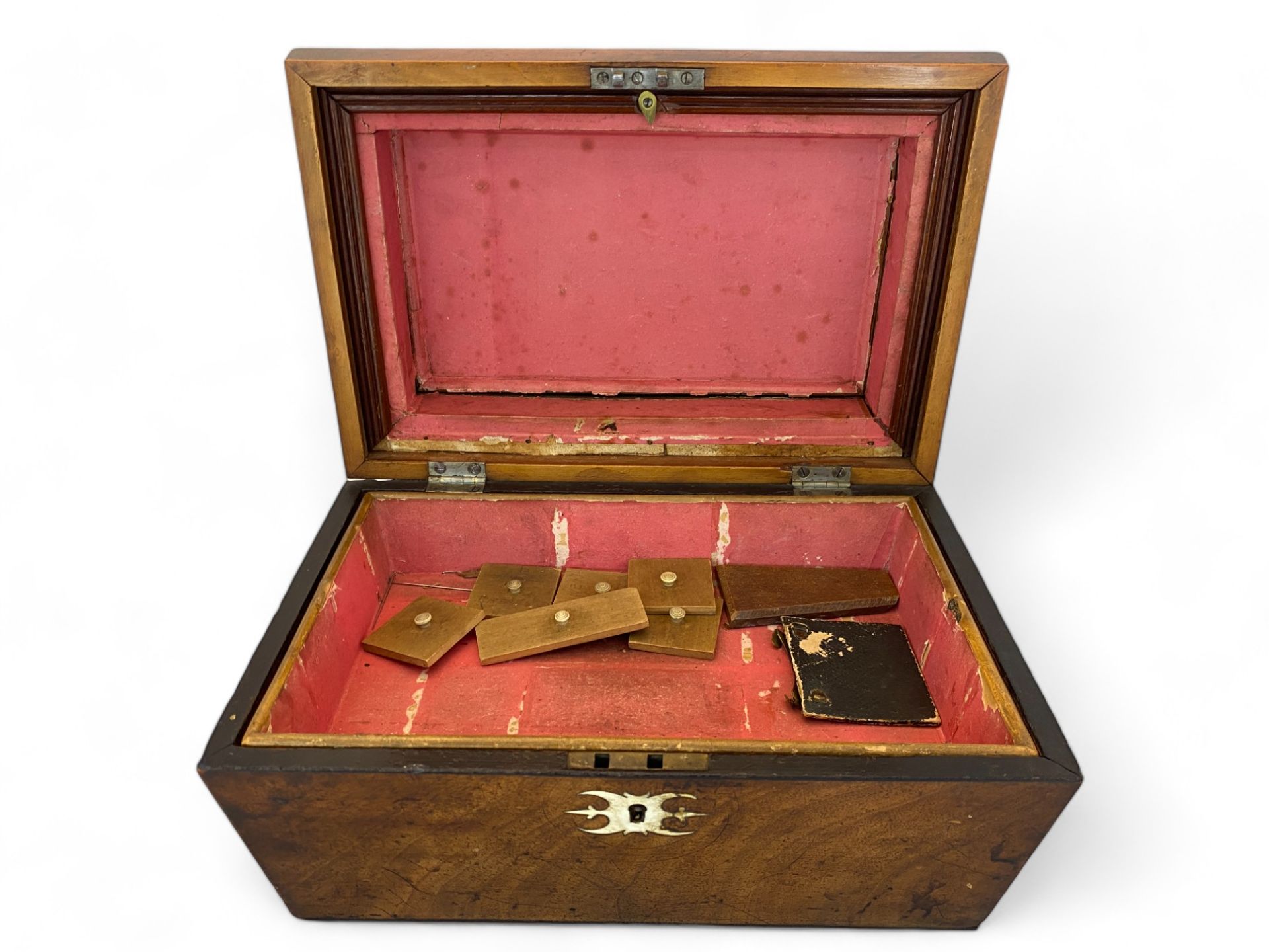 A 19th century mahogany writing slope, a mahogany workbox and an Art Nouveau box - Image 17 of 19