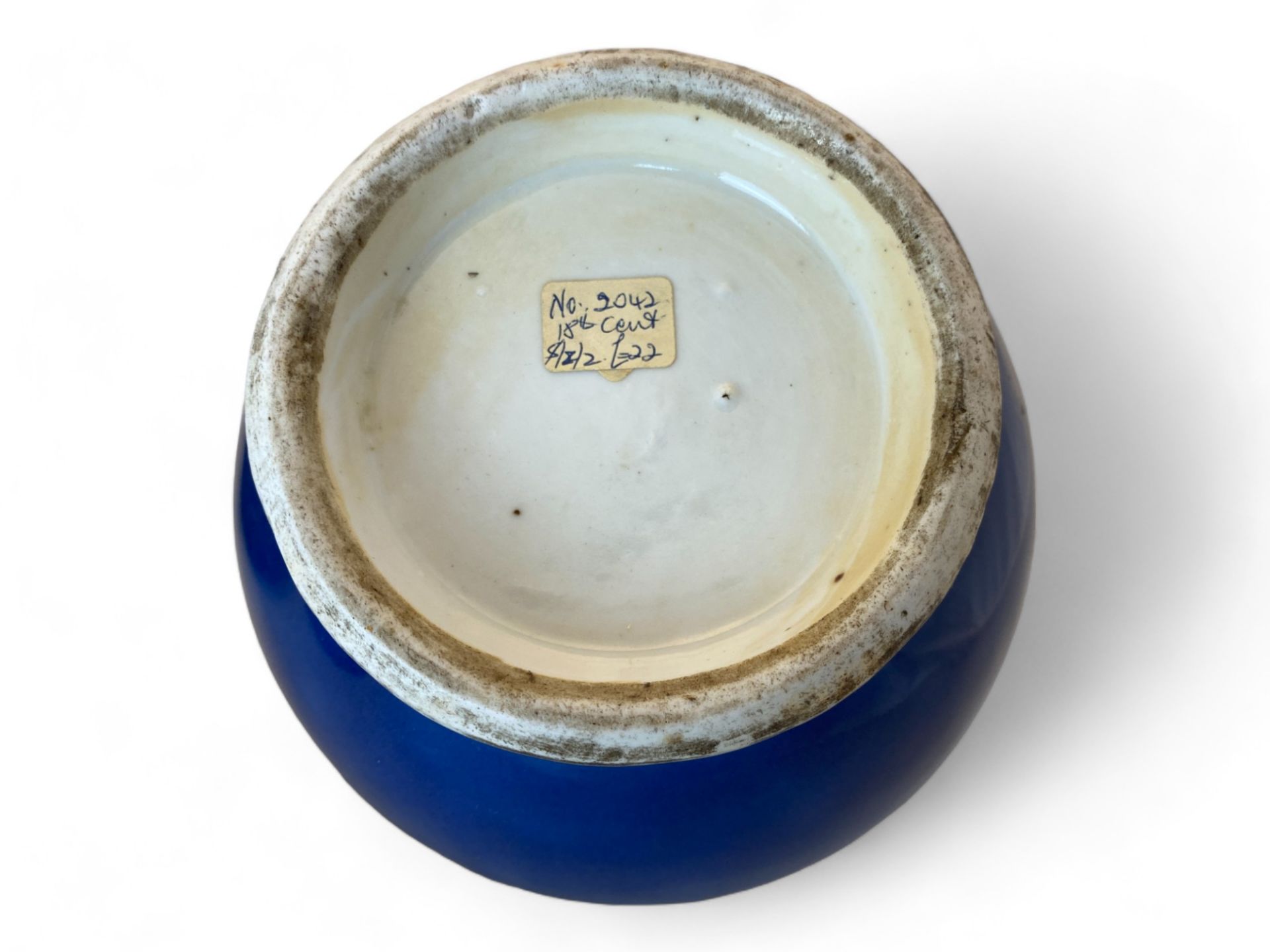 An 18th century Chinese porcelain monochrome blue vase with a pierced hardwood carved cover and stan - Image 2 of 12