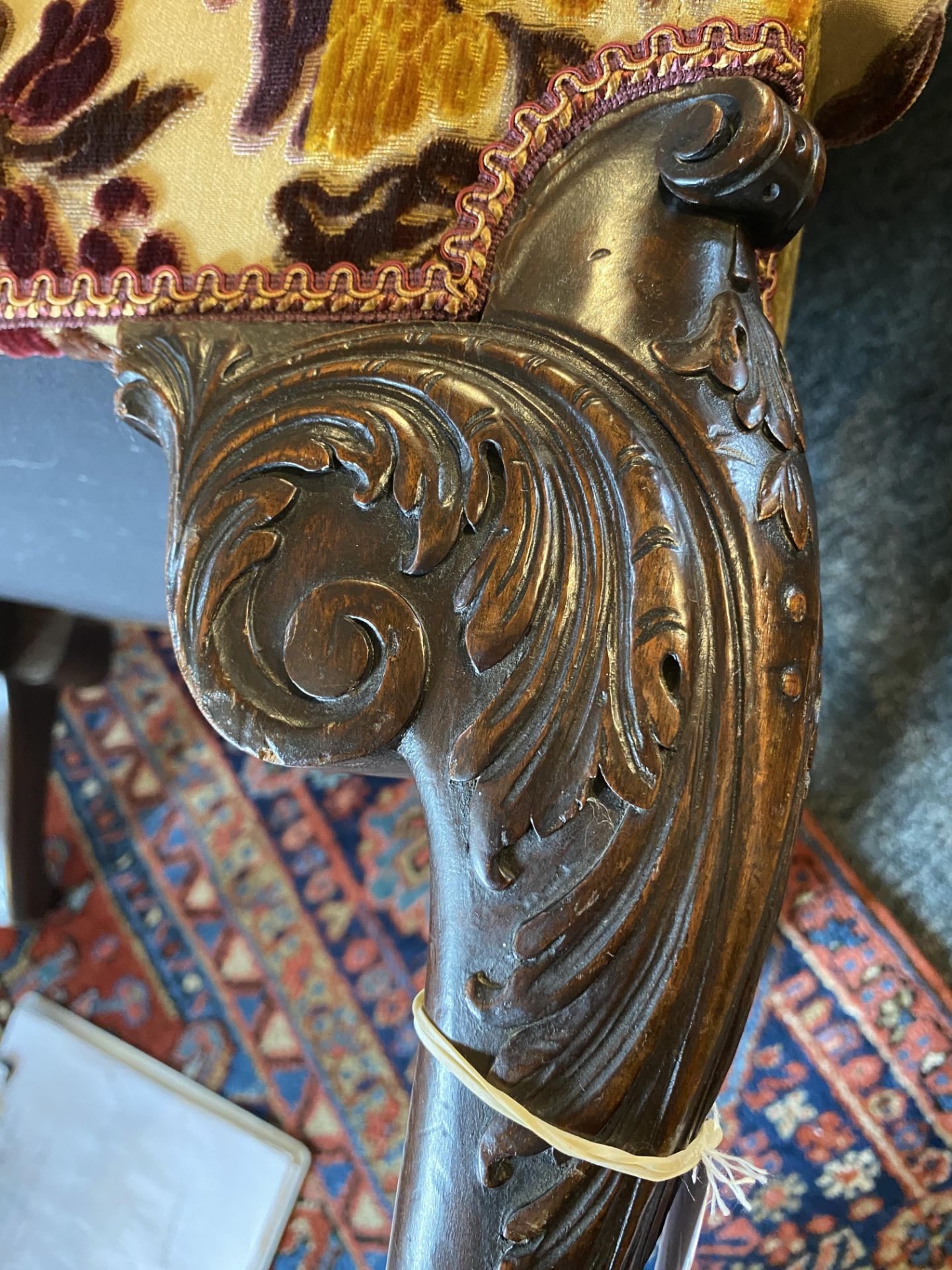A George II style carved mahogany wing arm chair - Image 22 of 22