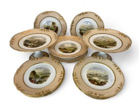 A mid 19th century English porcelain dessert service with named topographical views