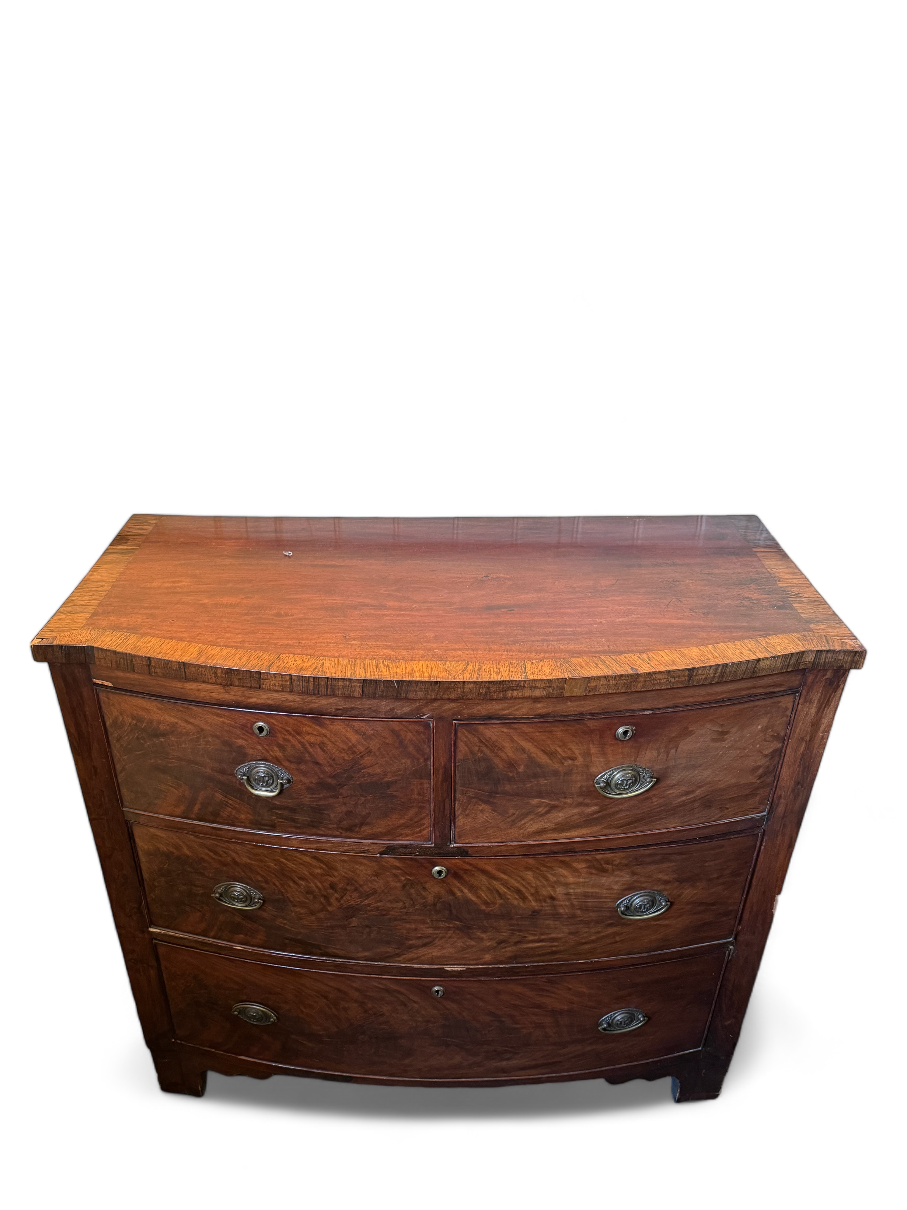 A Regency mahogany and rosewood crossbanded bow front chest - Image 2 of 4
