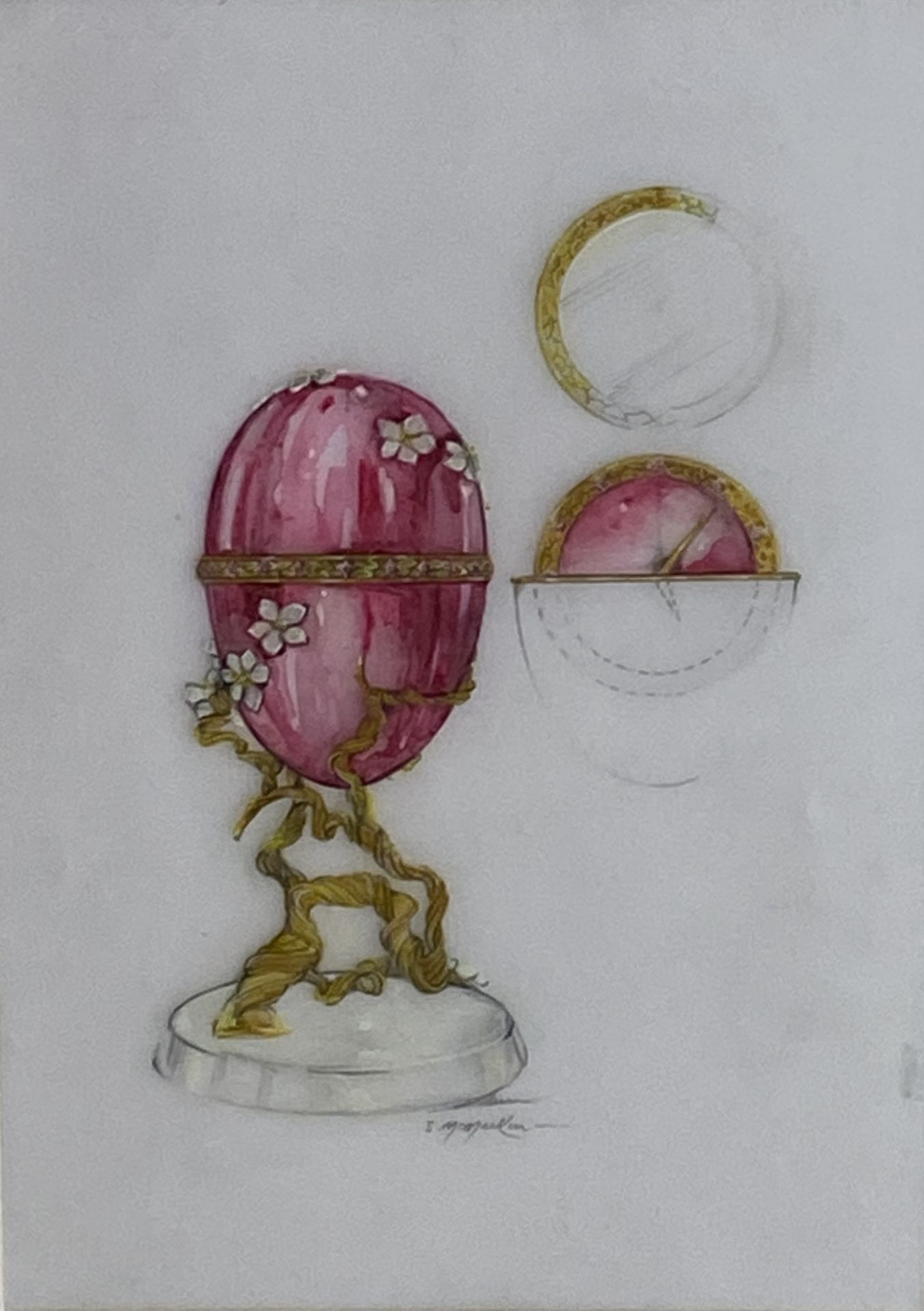 Susan K Phillips McMeekin Des RCA FRSA (British, 20th Century) Two designs for jewelled eggs enclosi - Image 5 of 5