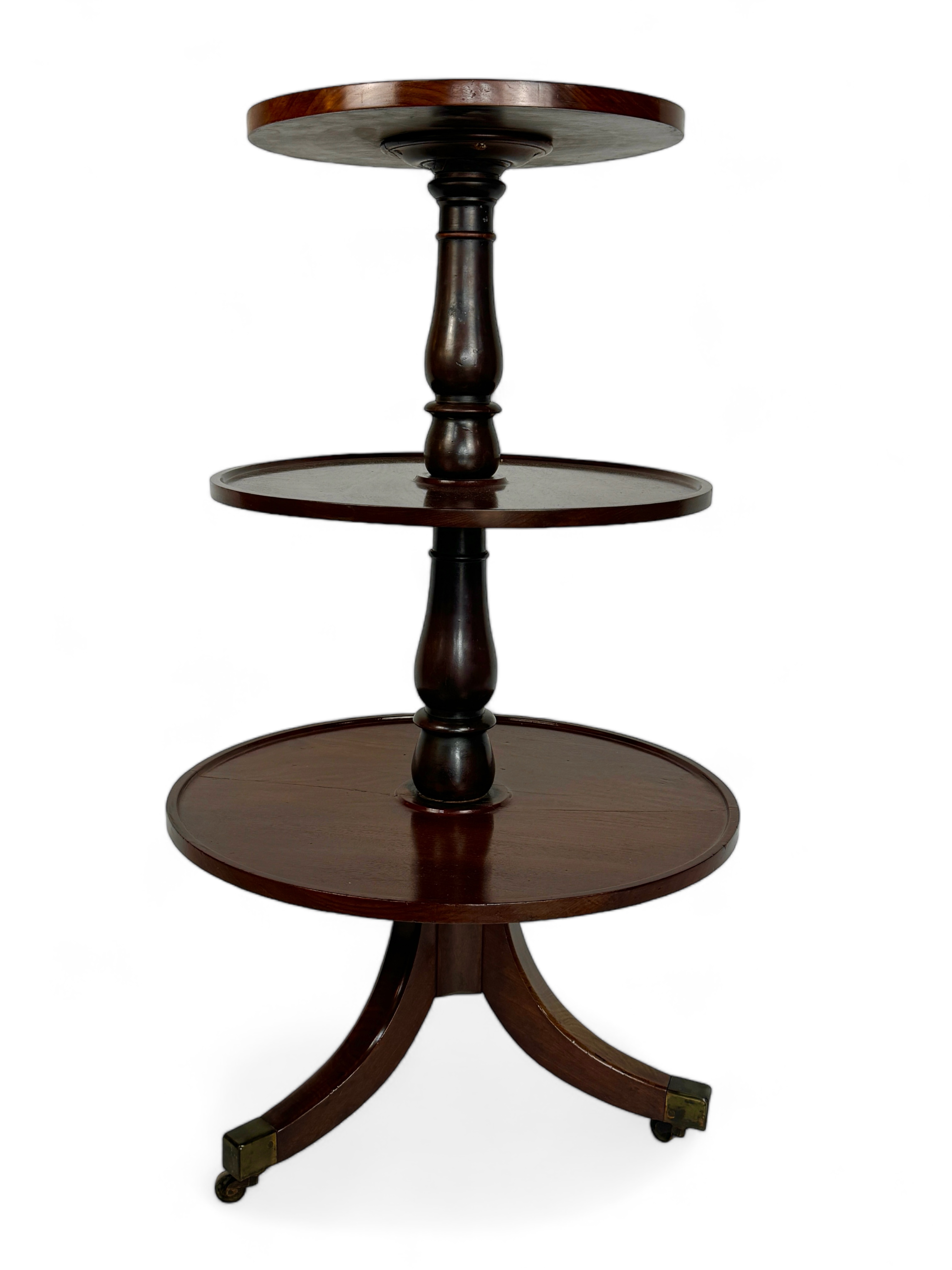 A late George III mahogany three tier dumb waiter - Image 2 of 6