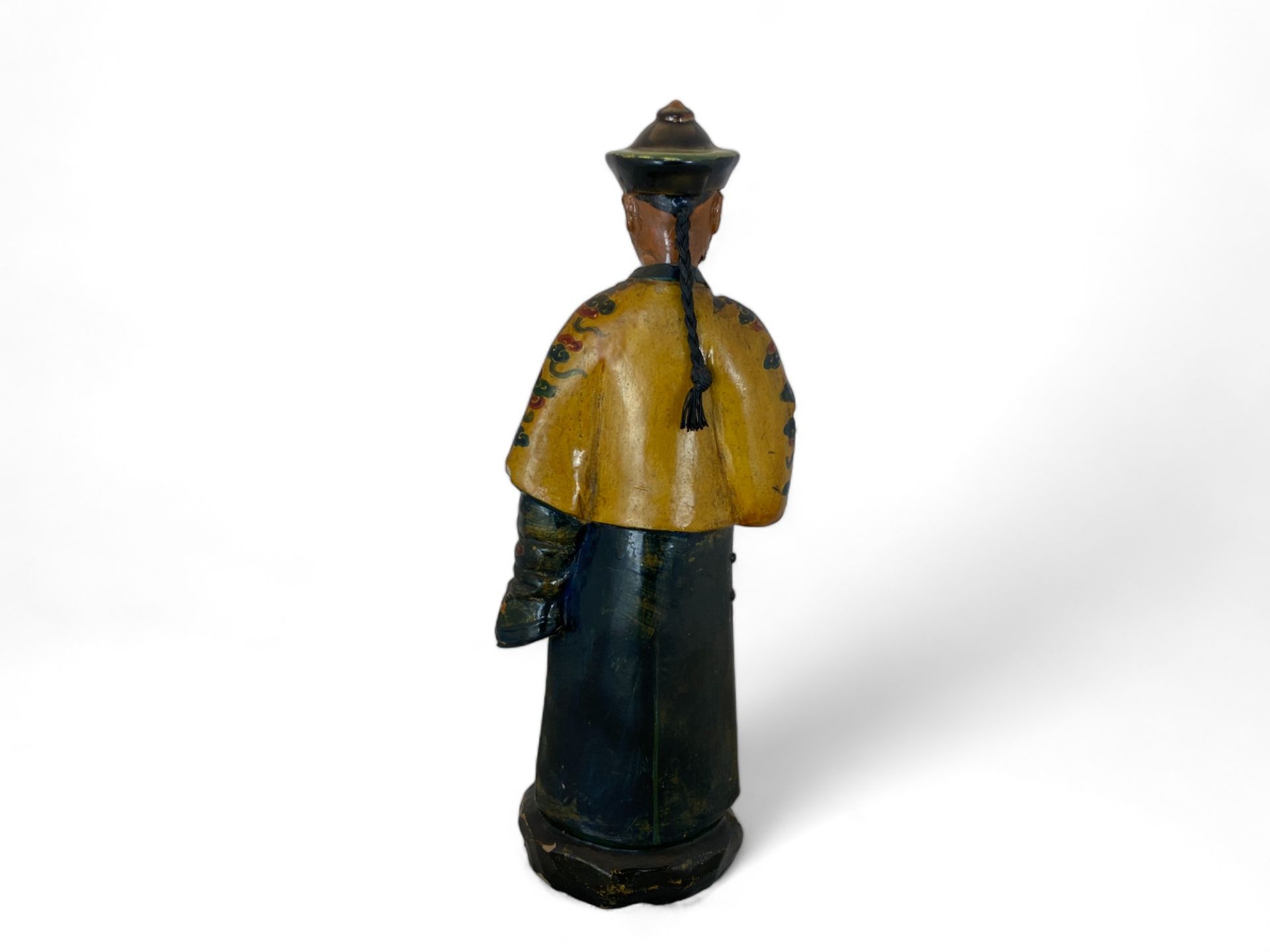 A 19th century Chinese-Export hand painted clay figure of a mandarin with nodding head - Image 2 of 6