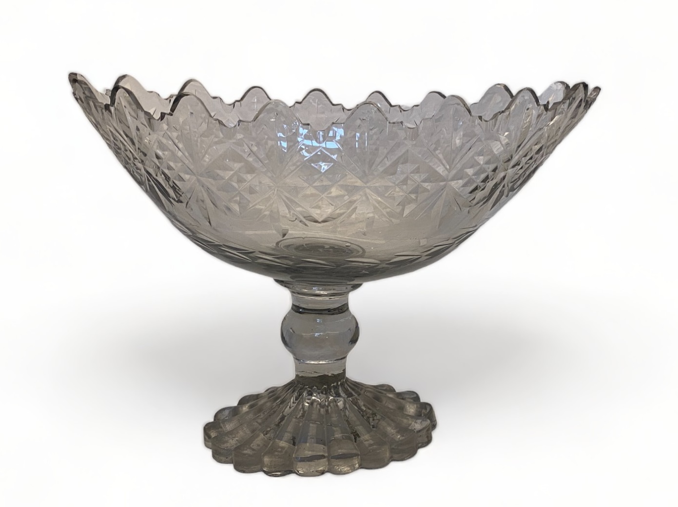 An Irish Waterford cut glass helmet shaped centrepiece, circa 1800