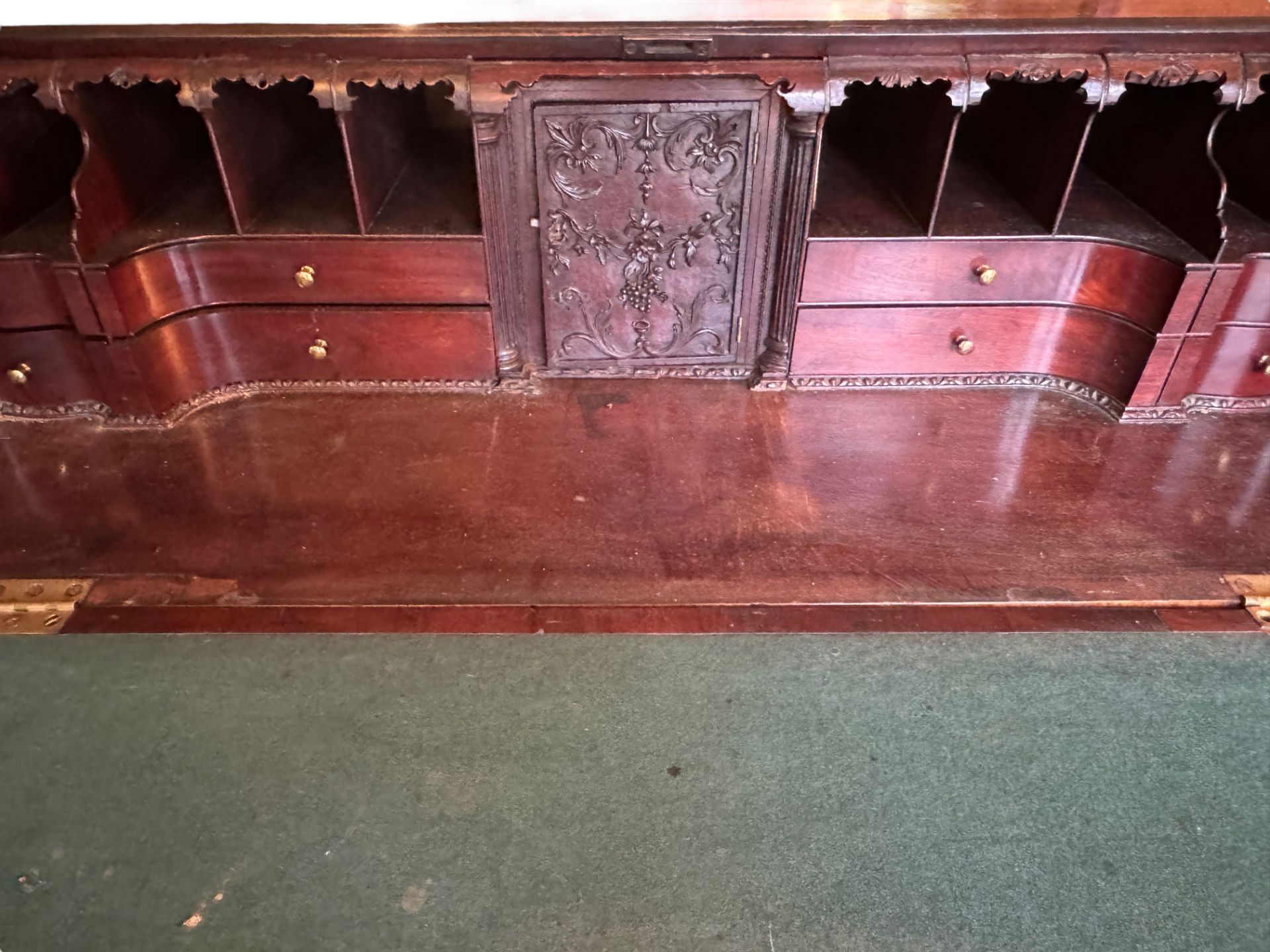 A George III mahogany carved bureau - Image 4 of 5