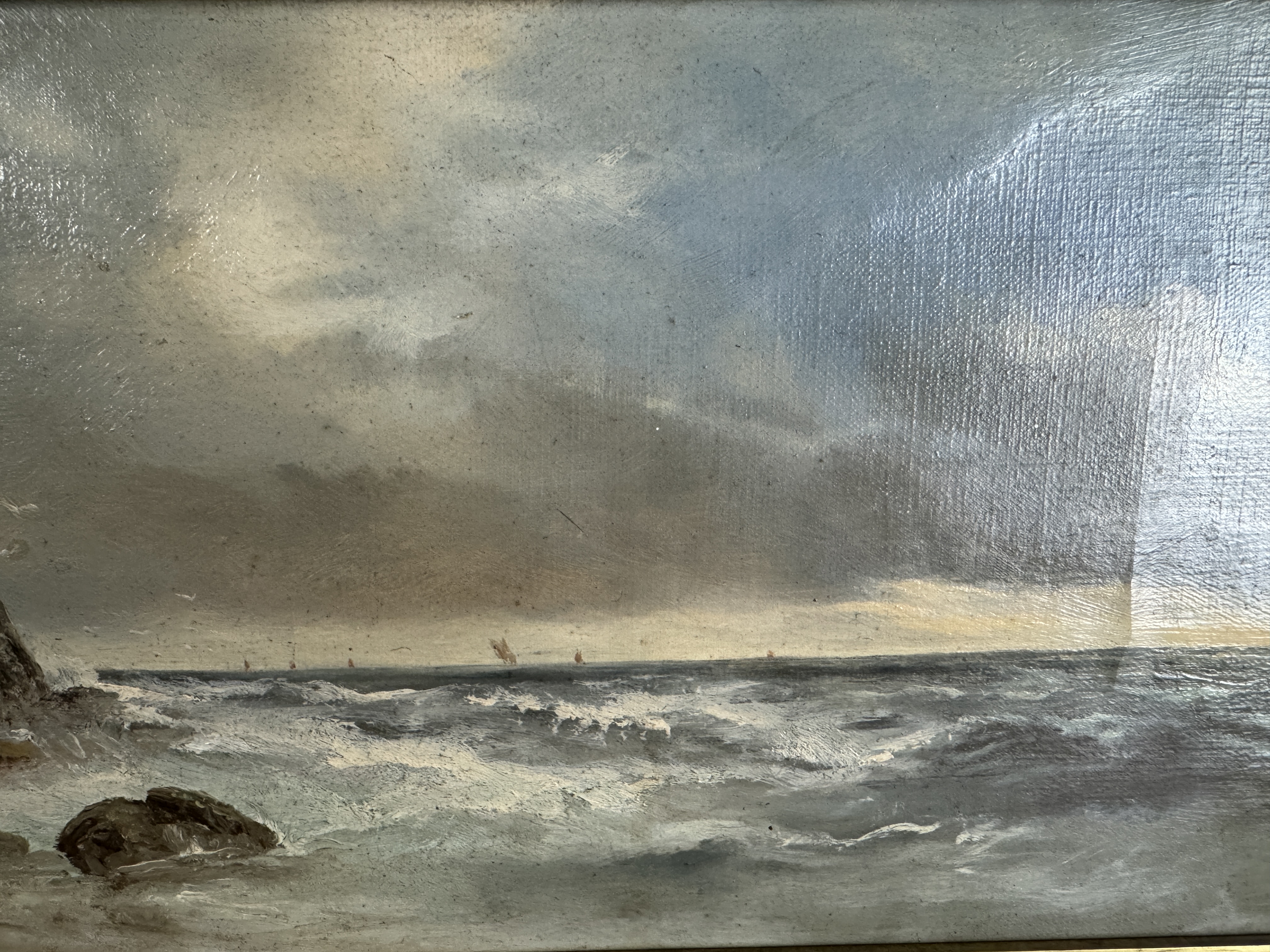 M.A.W (English, late 19th century) Figures on a stormy shoreline, dated 1901 - Image 5 of 5