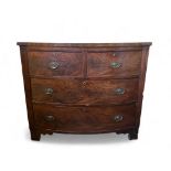 A Regency mahogany and rosewood crossbanded bow front chest