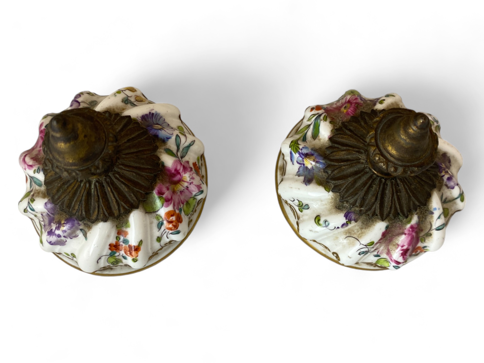 A pair of late 19th century Frankenthal gilt bronze mounted and floral decorated vases and c - Image 5 of 6