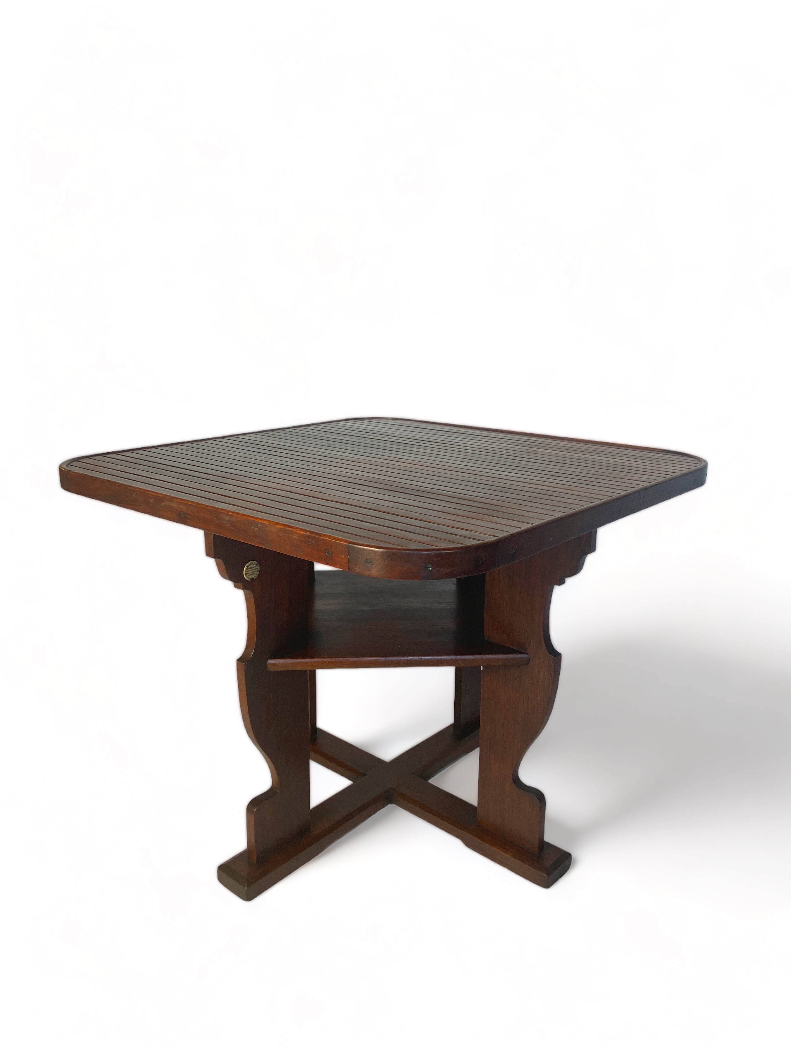 A 1930's Art Deco teak Collingwood design garden set of table and chairs by Castle's of London proba - Image 7 of 8