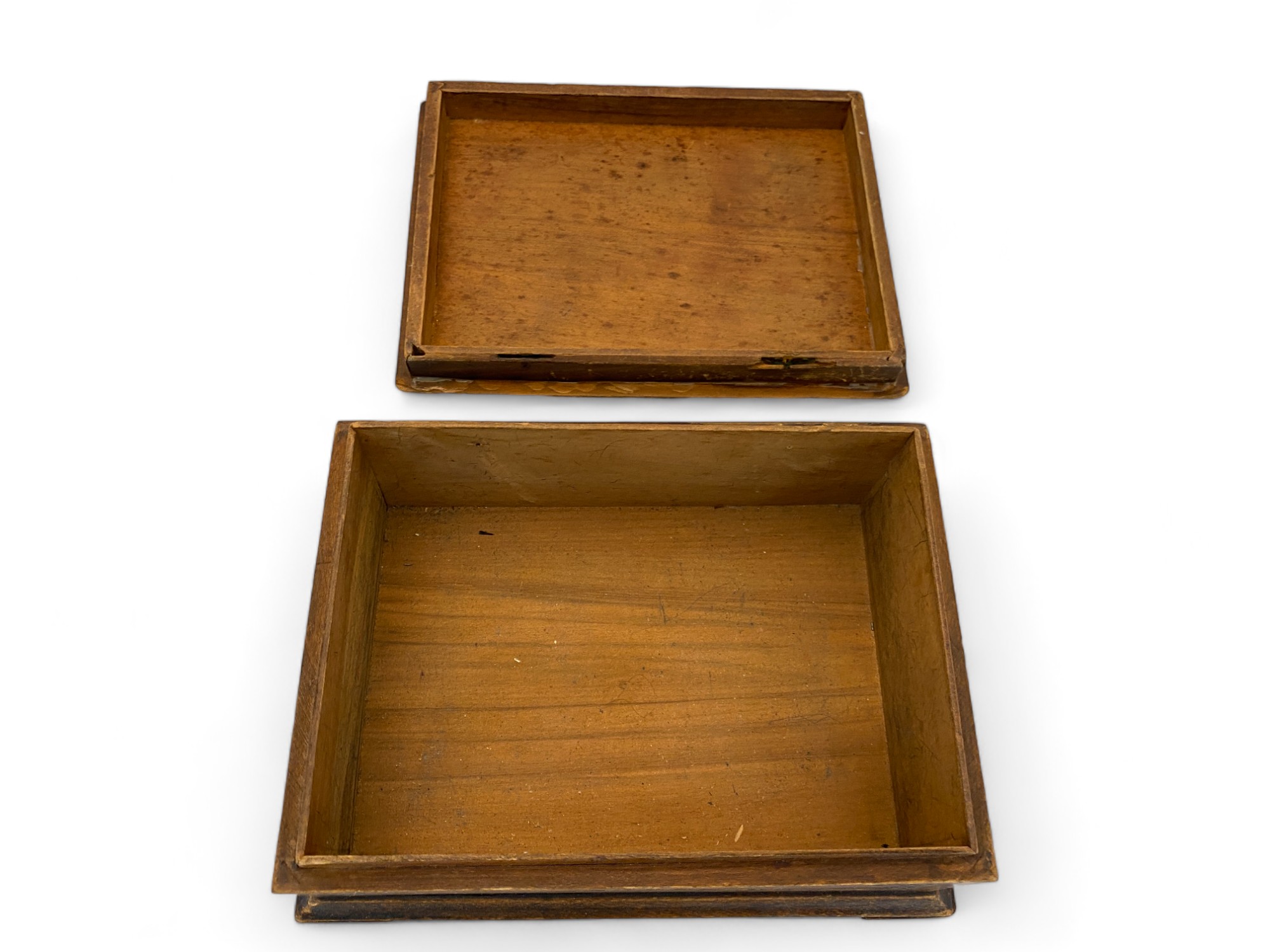 A 19th century mahogany writing slope, a mahogany workbox and an Art Nouveau box - Image 15 of 19