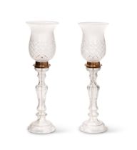A pair of Dutch cut glass table lamps