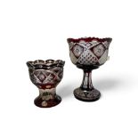 Two pieces of Bohemian ruby flashed cut glass